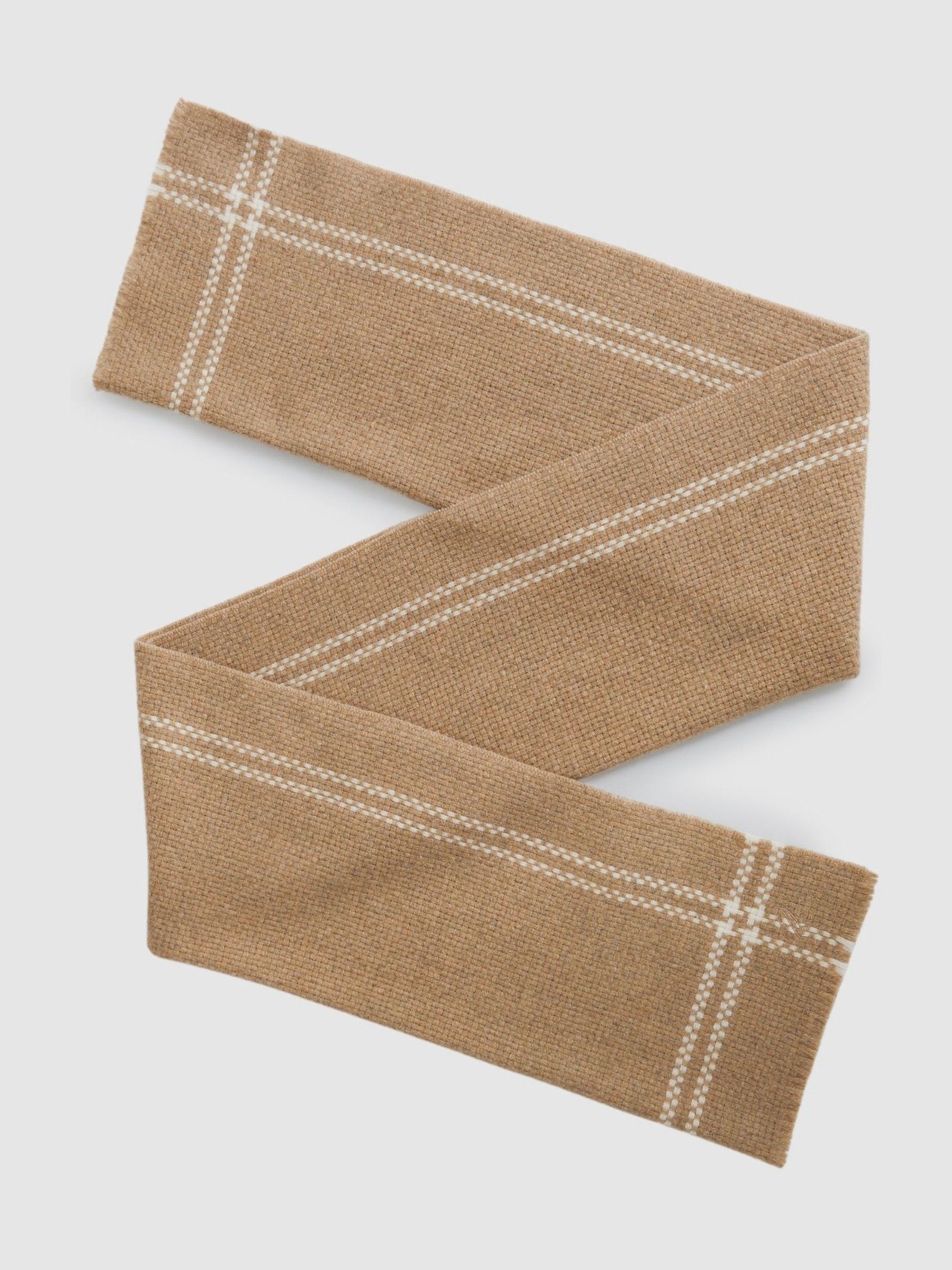 Wool-Cashmere Fringed Scarf in Camel - Image 1 of 5
