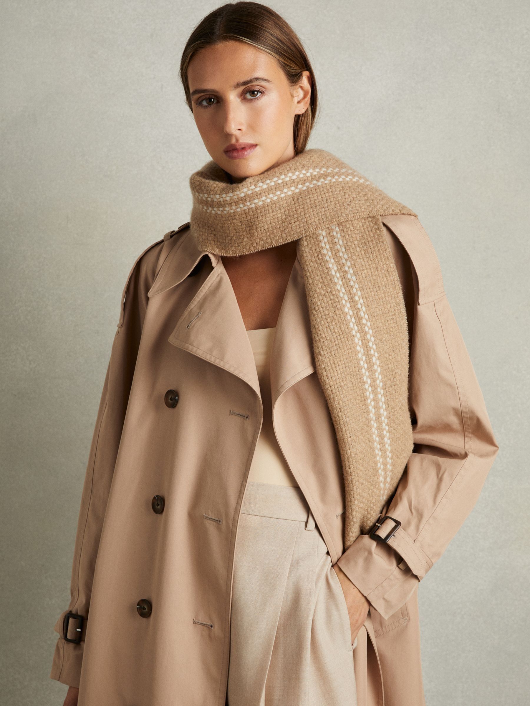 Wool-Cashmere Fringed Scarf in Camel - Image 2 of 5