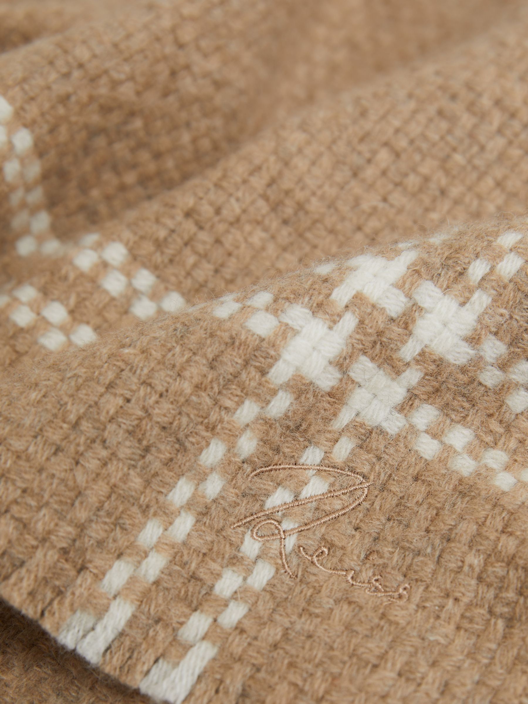 Wool-Cashmere Fringed Scarf in Camel - Image 4 of 5