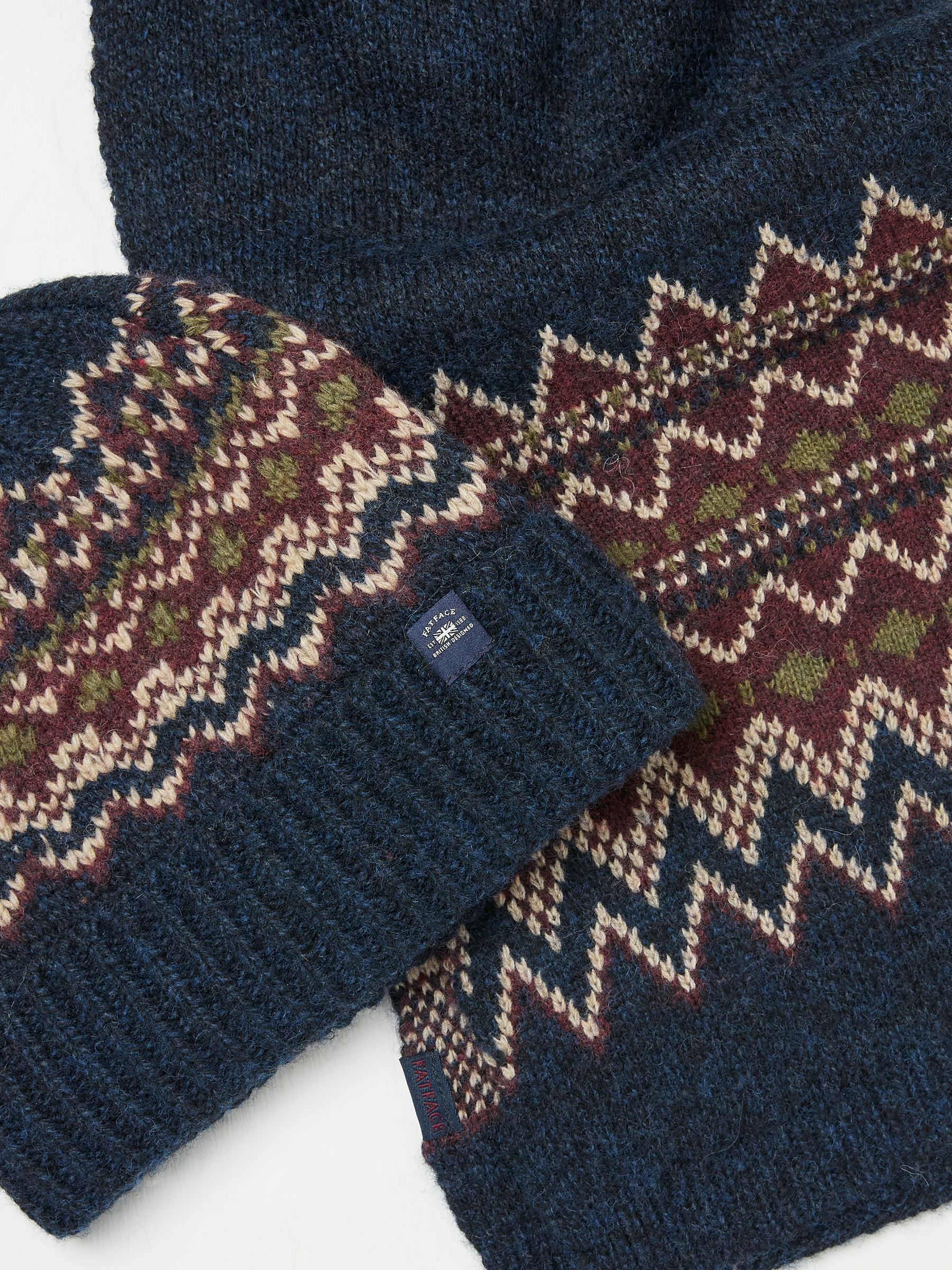Navy Fair Isle Hat and Scarf Gift Set - Image 2 of 3