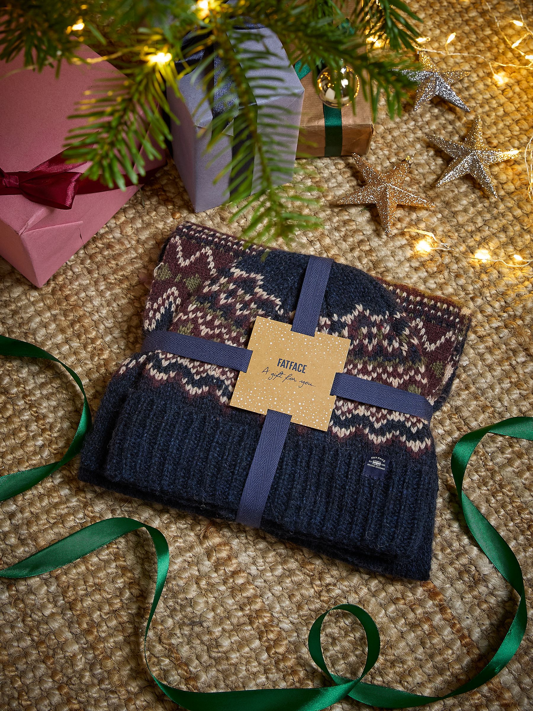 Navy Fair Isle Hat and Scarf Gift Set - Image 3 of 3