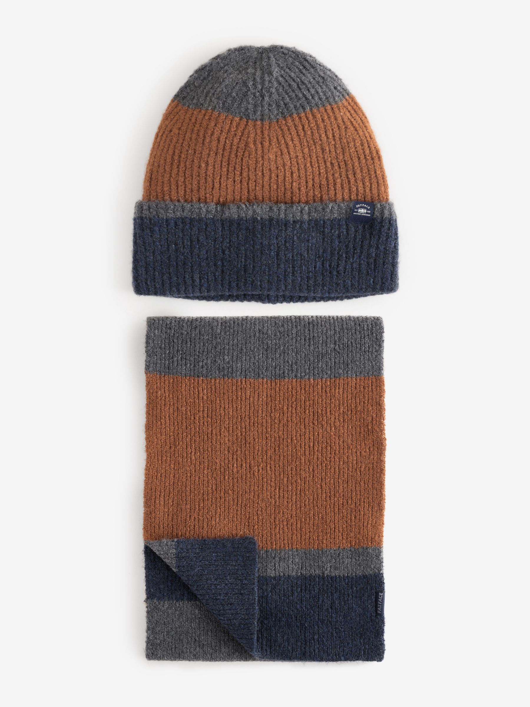 Navy Colourblock Hat And Scarf Gift Set - Image 1 of 4