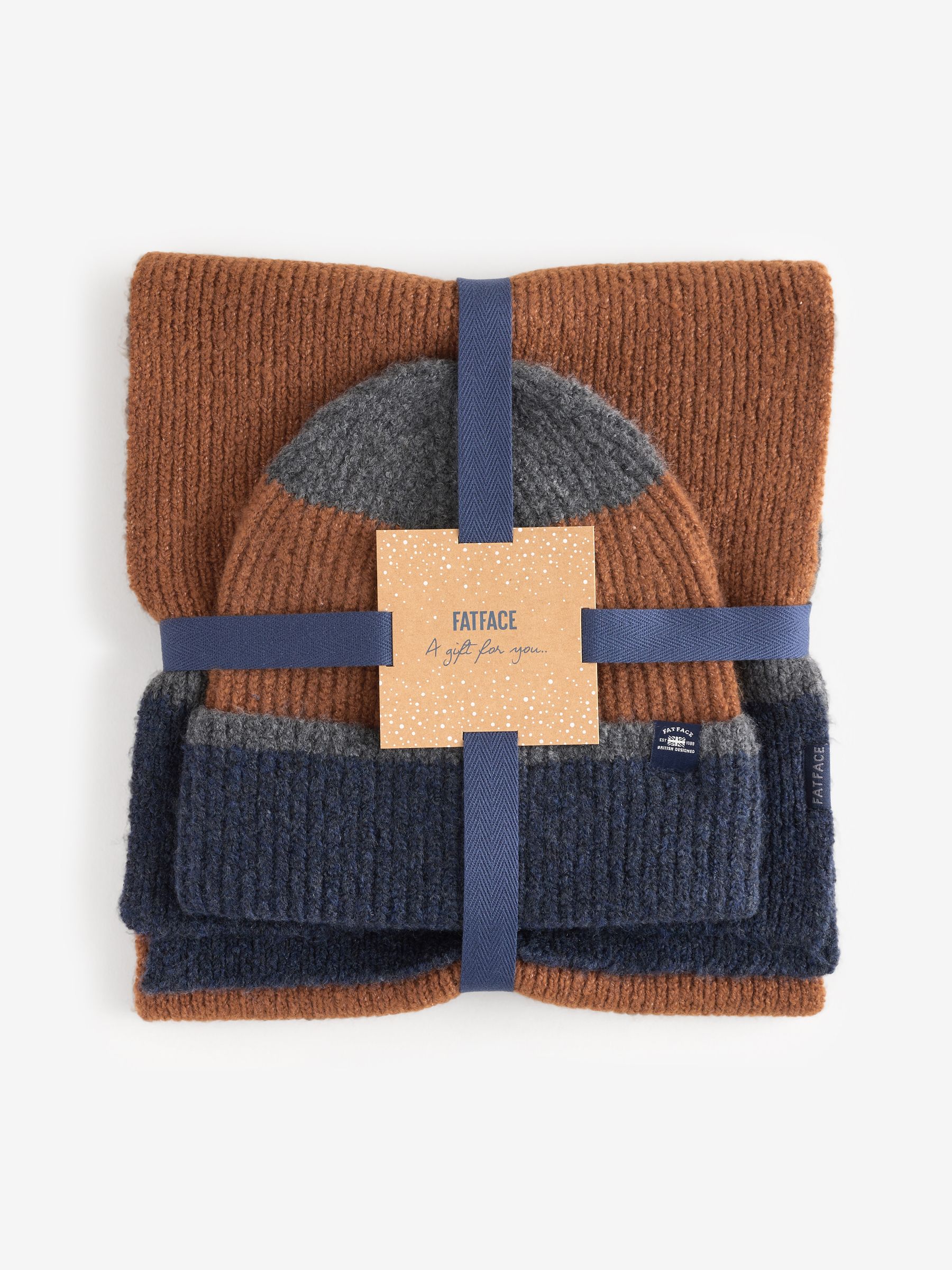 Navy Colourblock Hat And Scarf Gift Set - Image 4 of 4