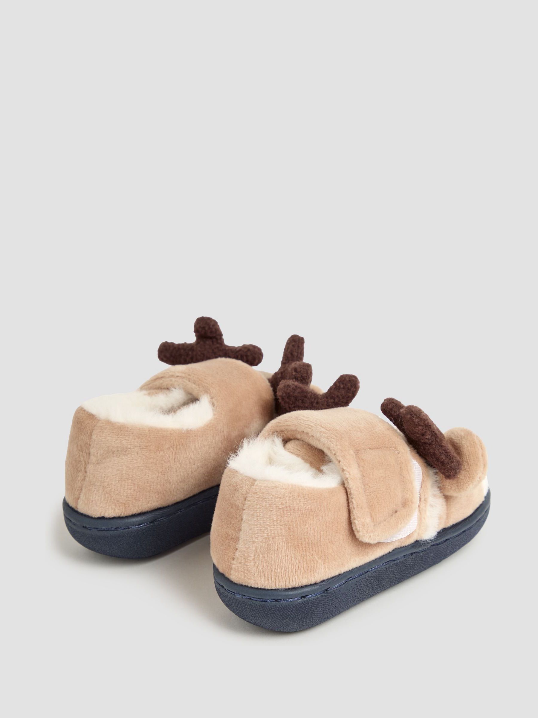 Mocha Reindeer Christmas Reindeer Slipper Shoes - Image 2 of 4