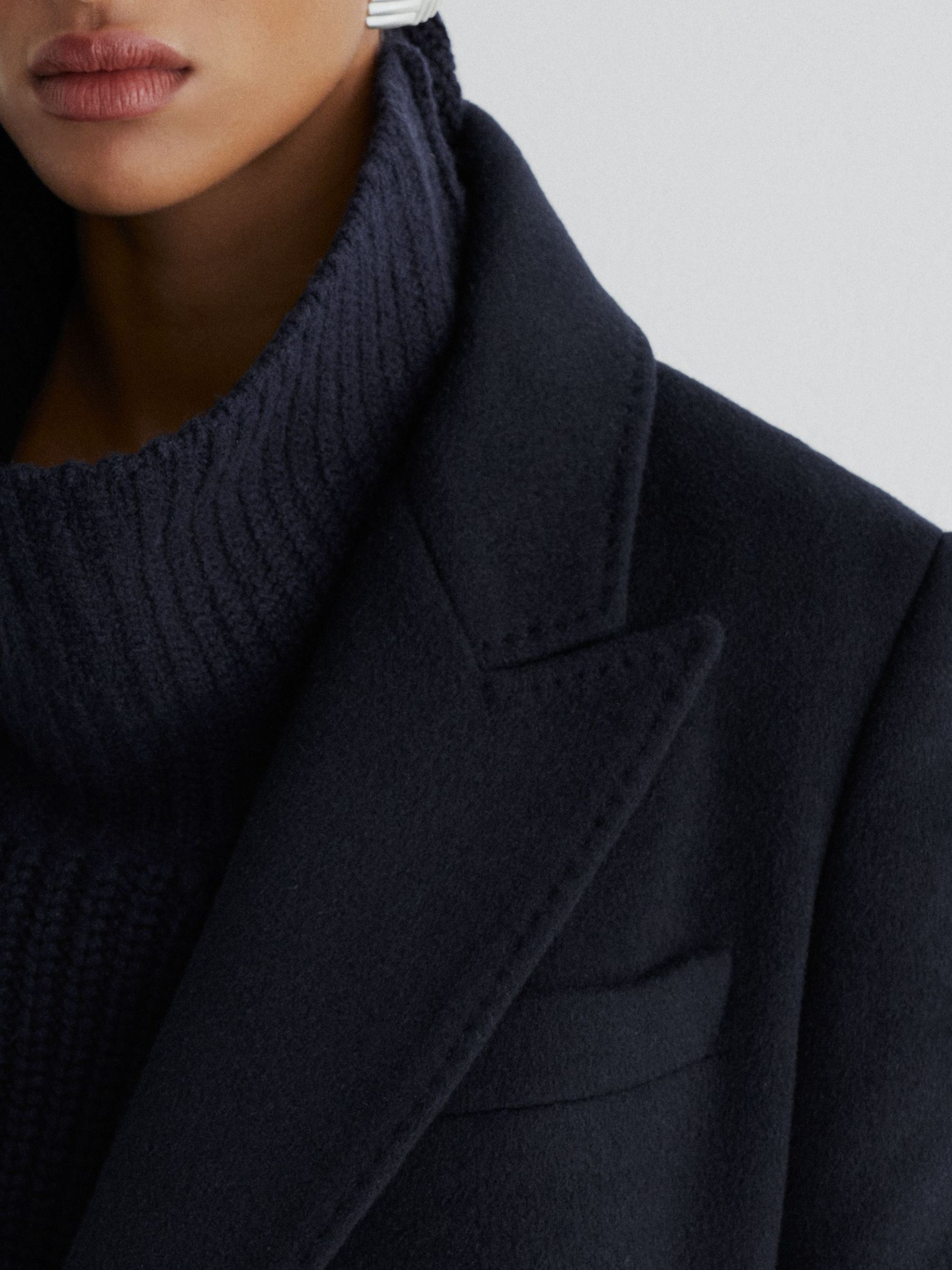 Atelier Wool-Blend Double-Breasted Long Coat in Navy - Image 5 of 11