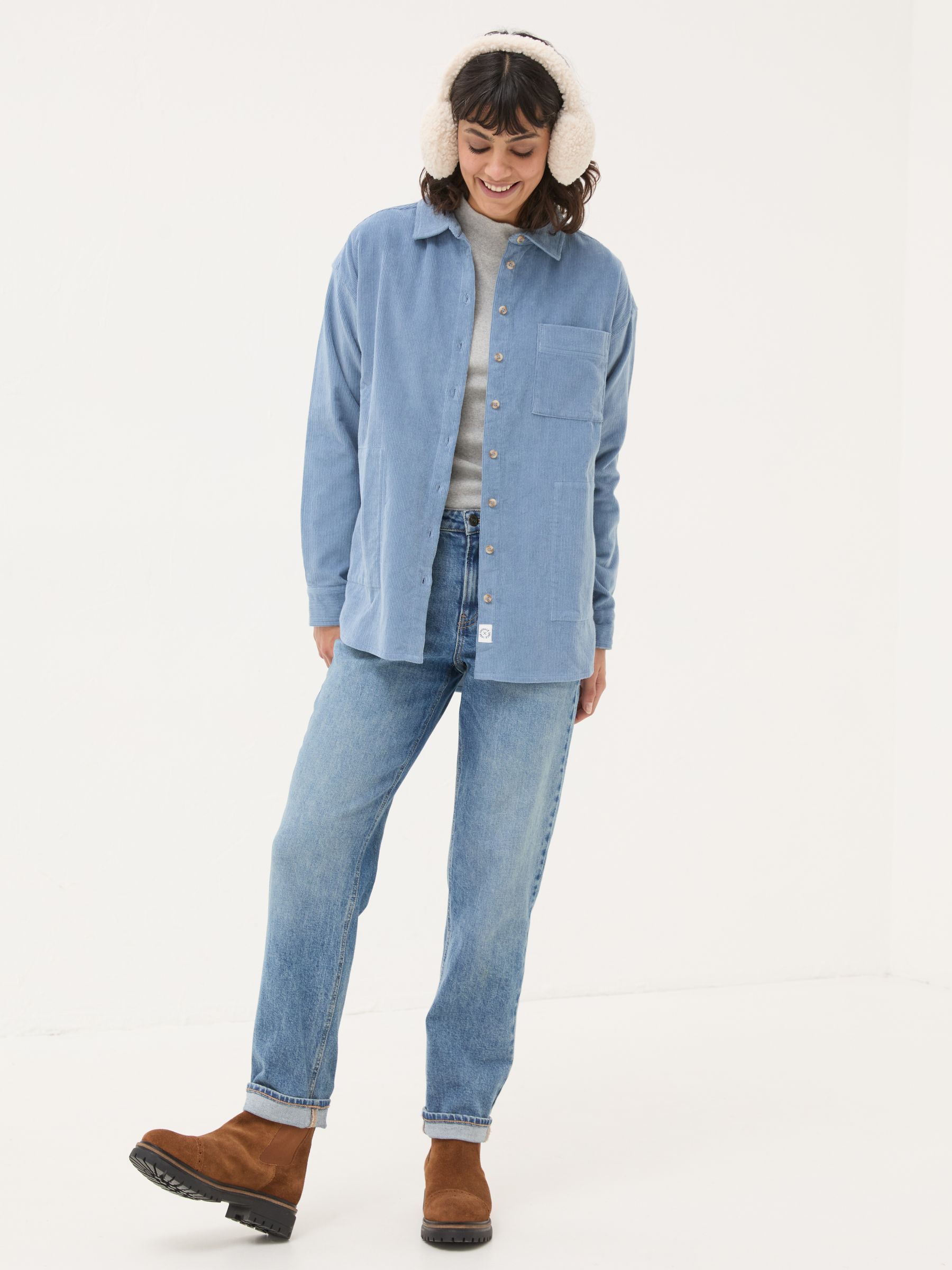 Dusky Blue Carolin Cord 100% Cotton Shirt - Image 4 of 6