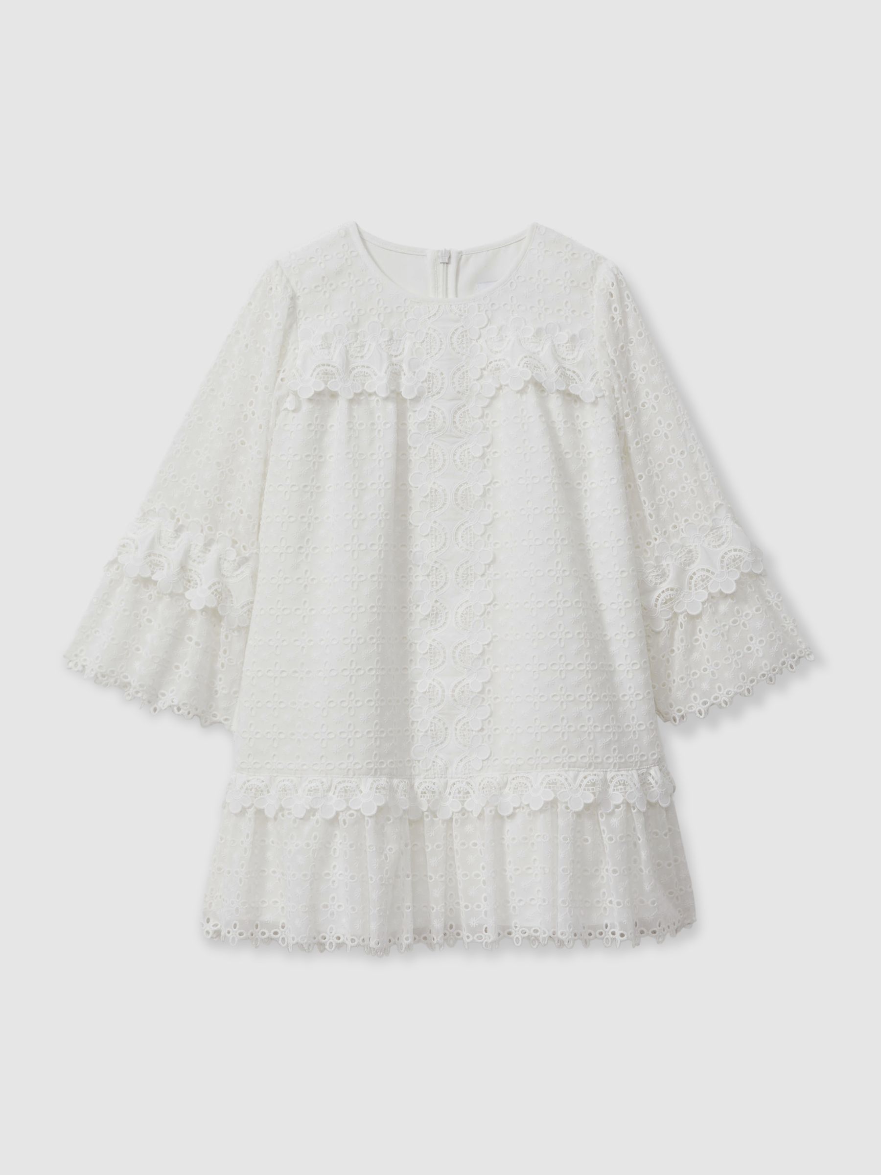 9-13 yrs Lace Flared Sleeve Dress in Ivory - Image 2 of 4