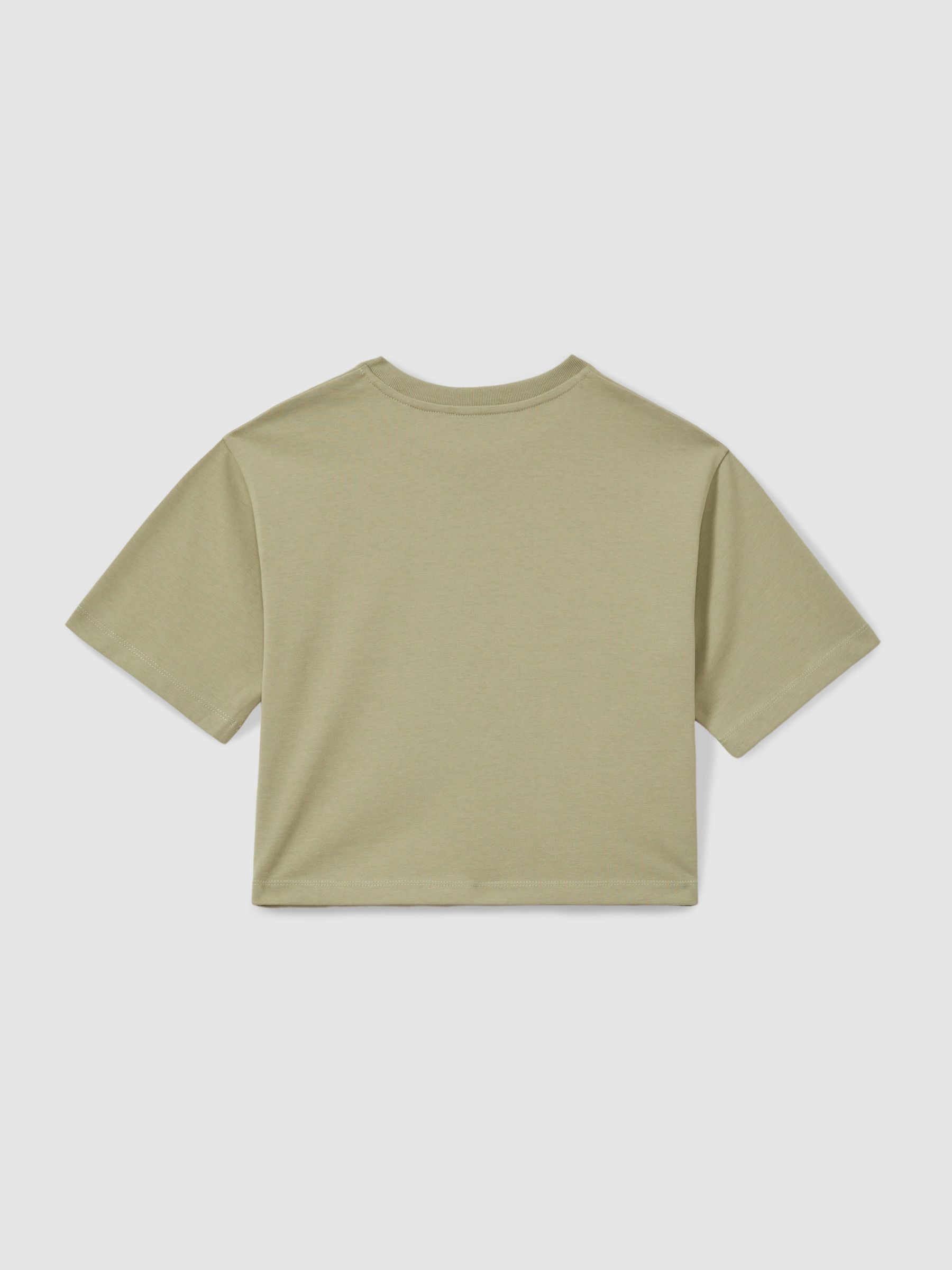 4-9 yrs Oversized Cotton Crew-Neck T-Shirt in Sage - Image 2 of 4