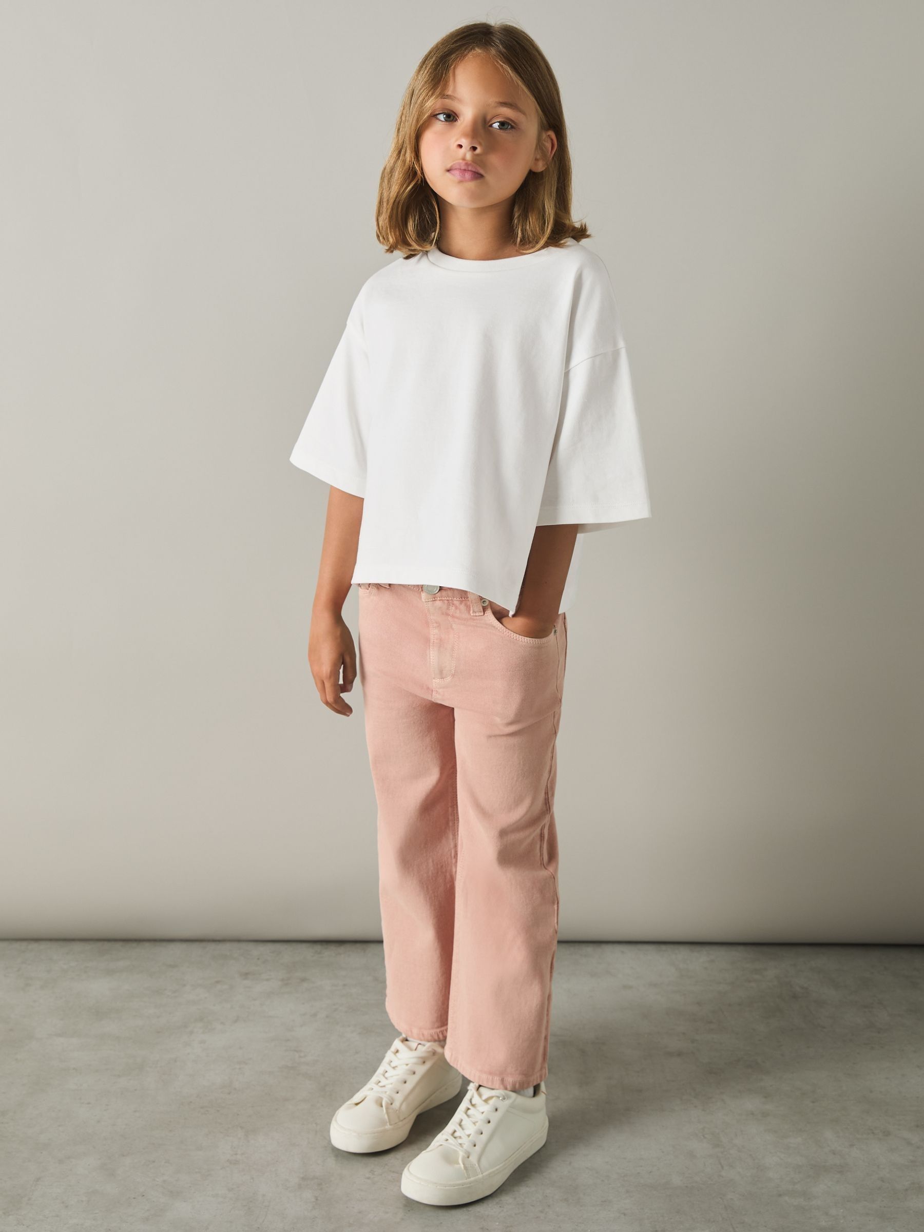 13-14 yrs Oversized Cotton Crew-Neck T-Shirt in Ivory - Image 3 of 5
