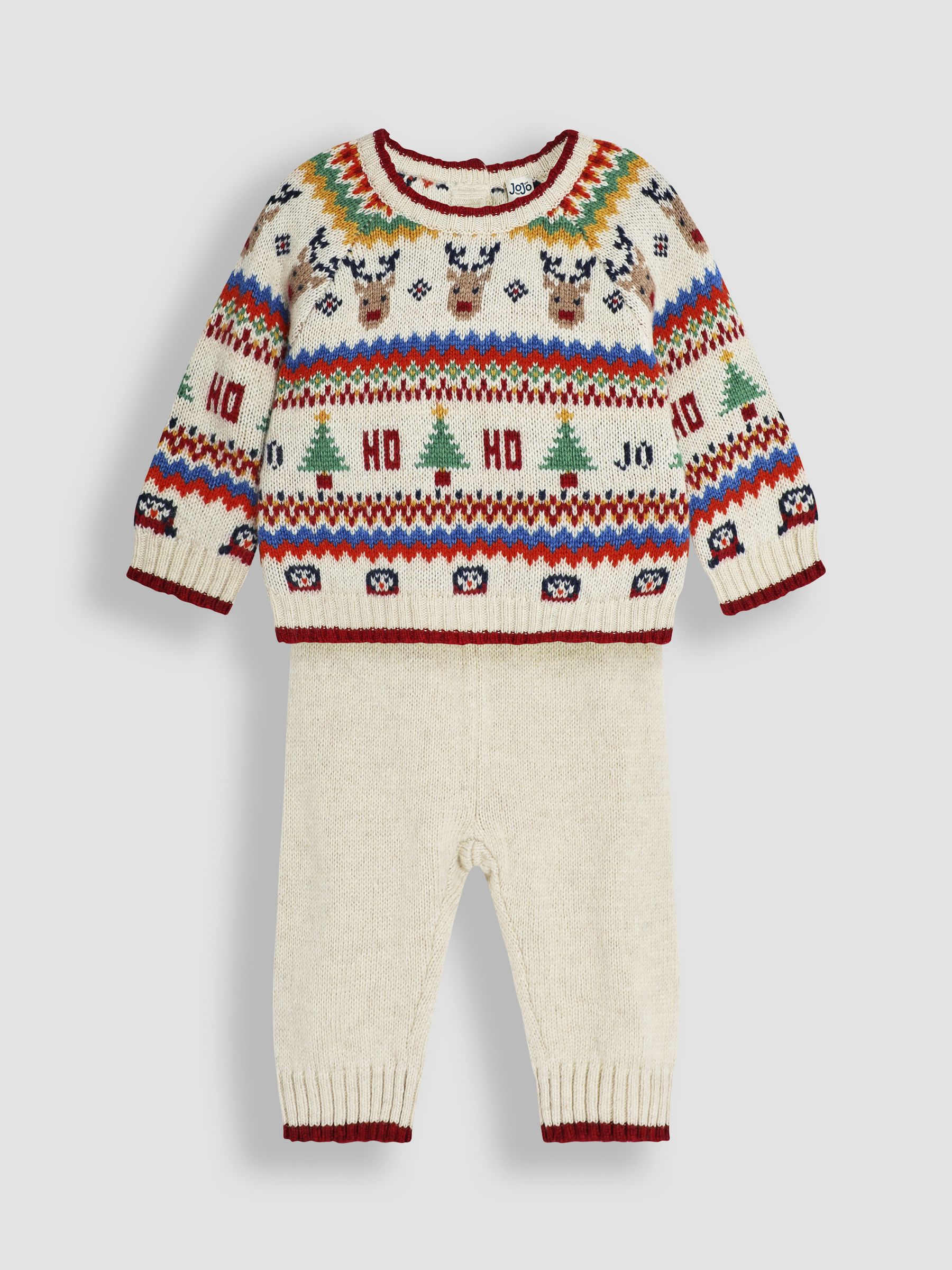 Ecru Christmas Fairisle Pattern Knitted Jumper & Leggings Set - Image 2 of 6