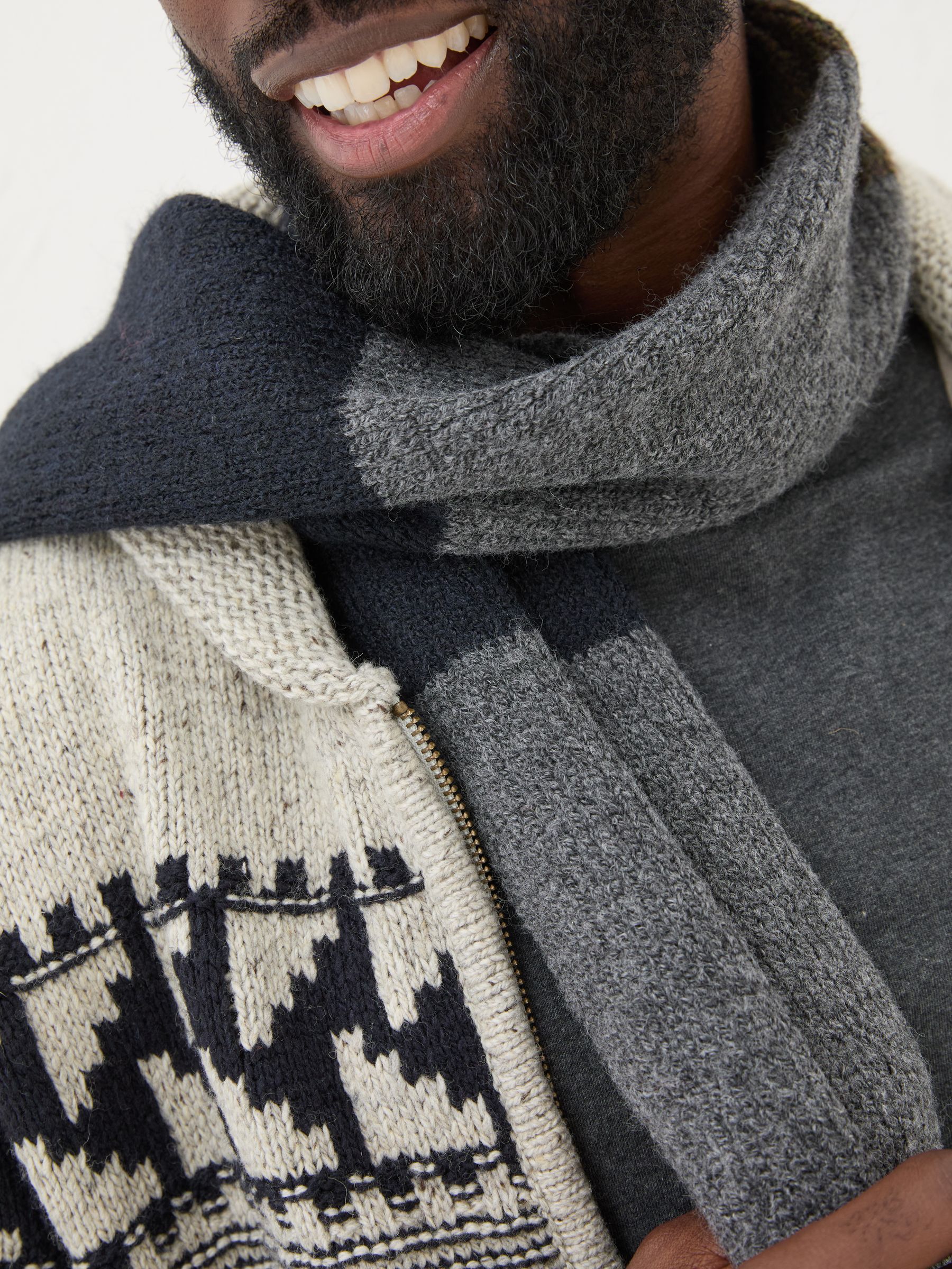 Navy Leo Colourblock Scarf - Image 4 of 4