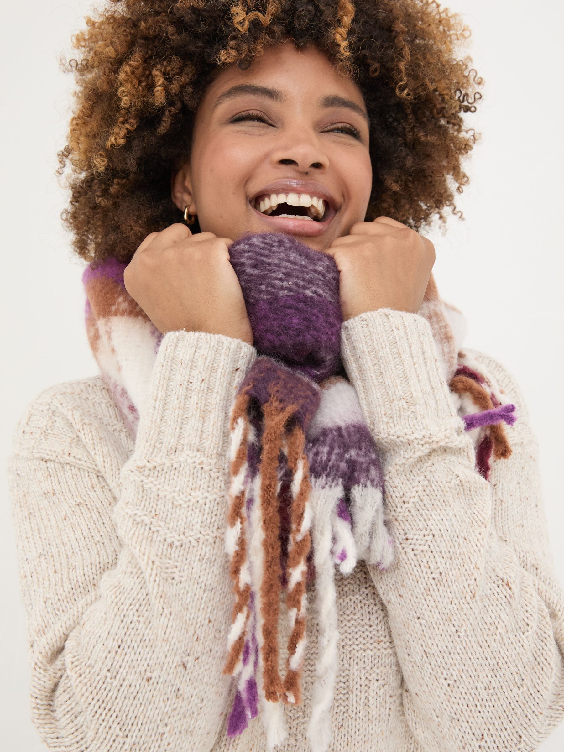 Purple Eva Check Scarf - Image 4 of 4