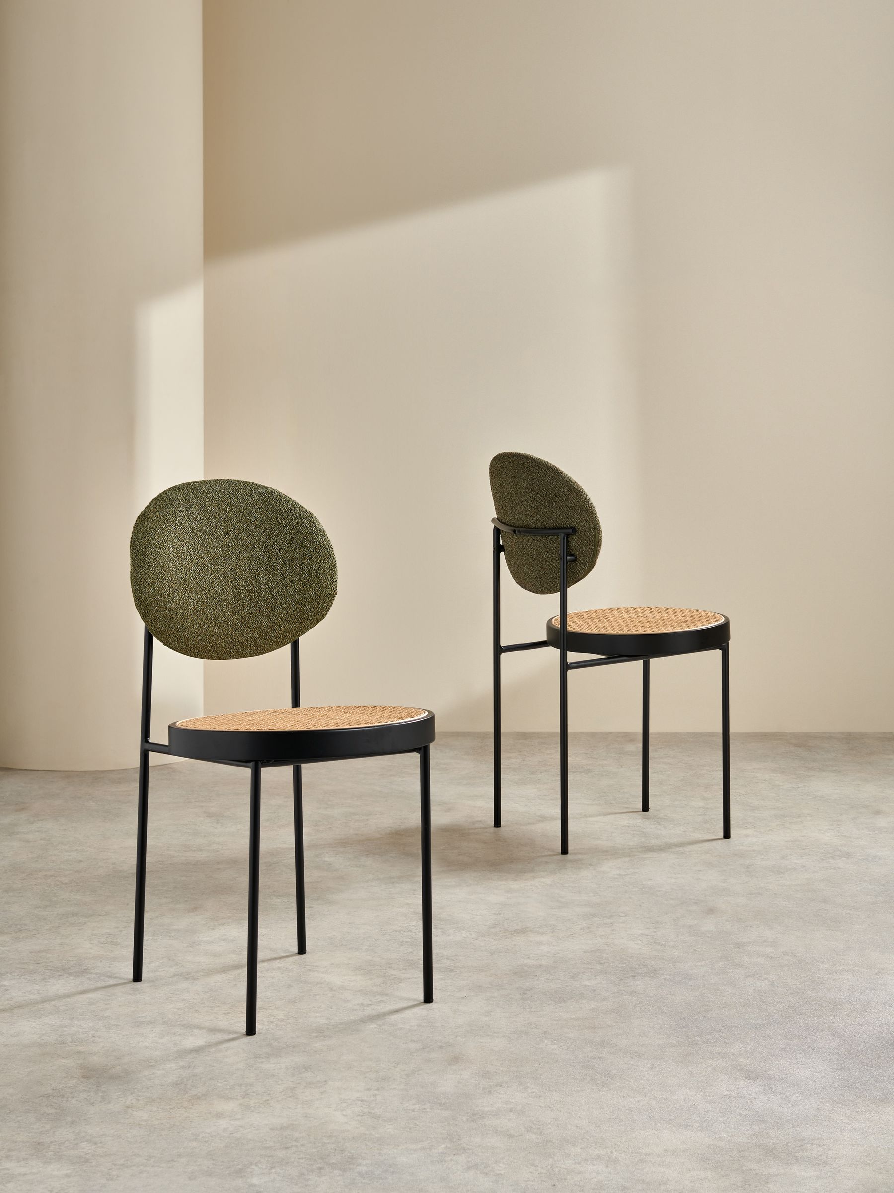 Set of 2 Rumana Dining Chairs in Dark Green Boucle - Image 2 of 6