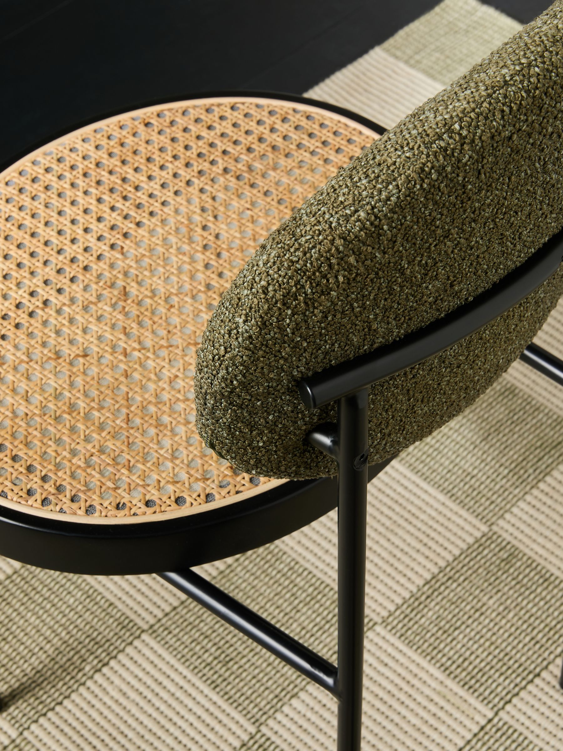 Set of 2 Rumana Dining Chairs in Dark Green Boucle - Image 4 of 6
