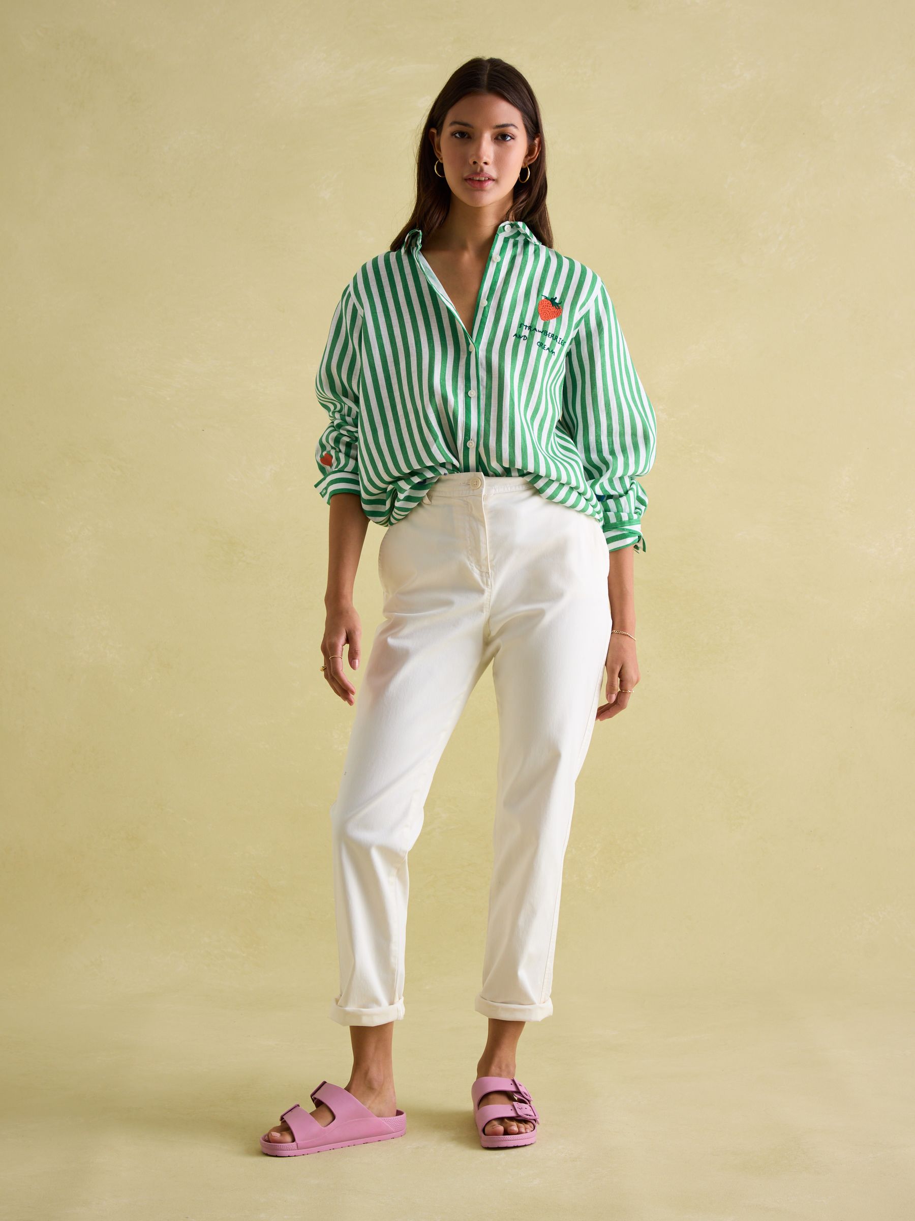 Set Match Green & White 100% Linen Shirt with Tennis Embroidery - Image 3 of 6