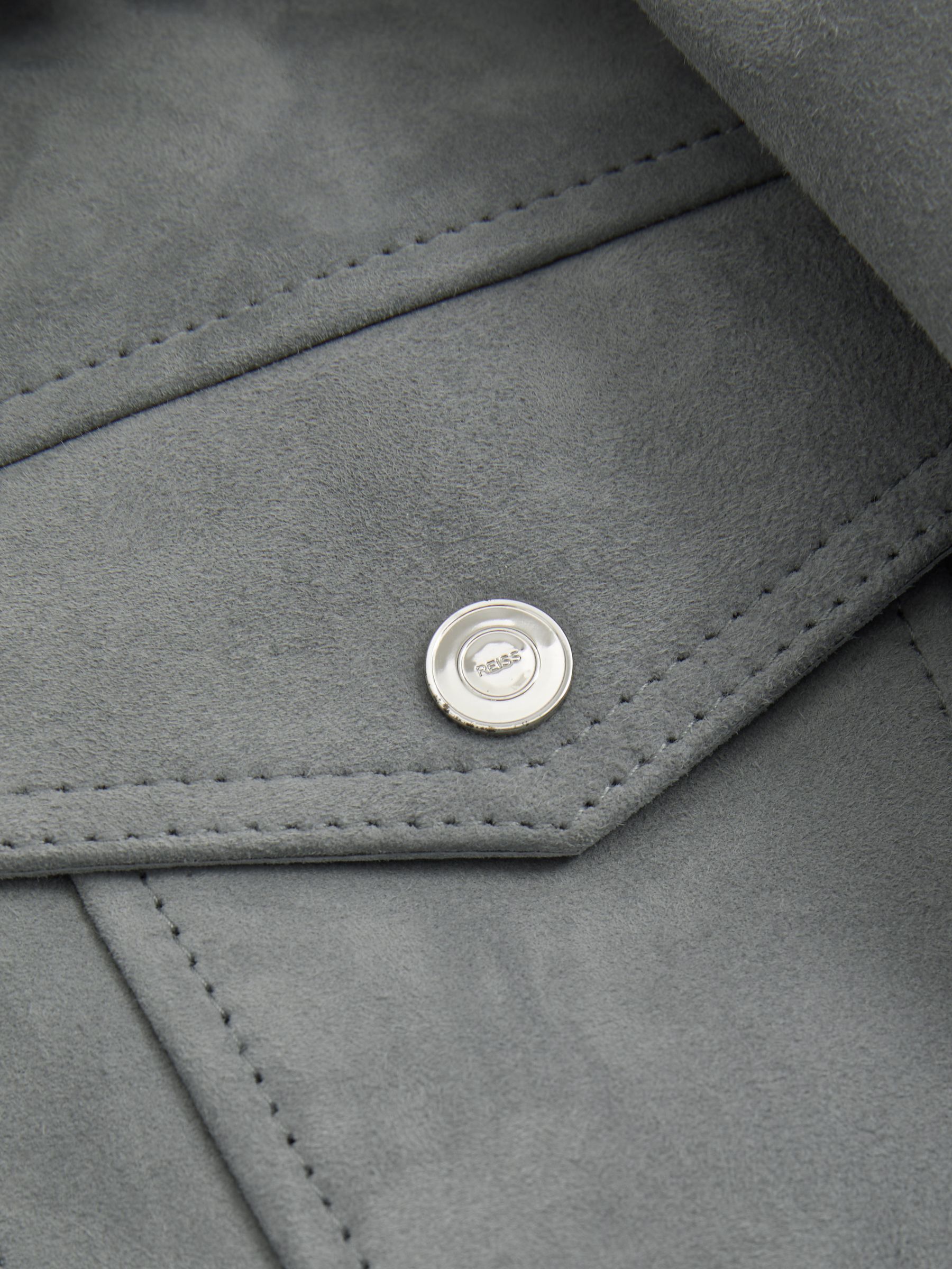 Suede Trucker Jacket in Sky Blue - Image 6 of 6