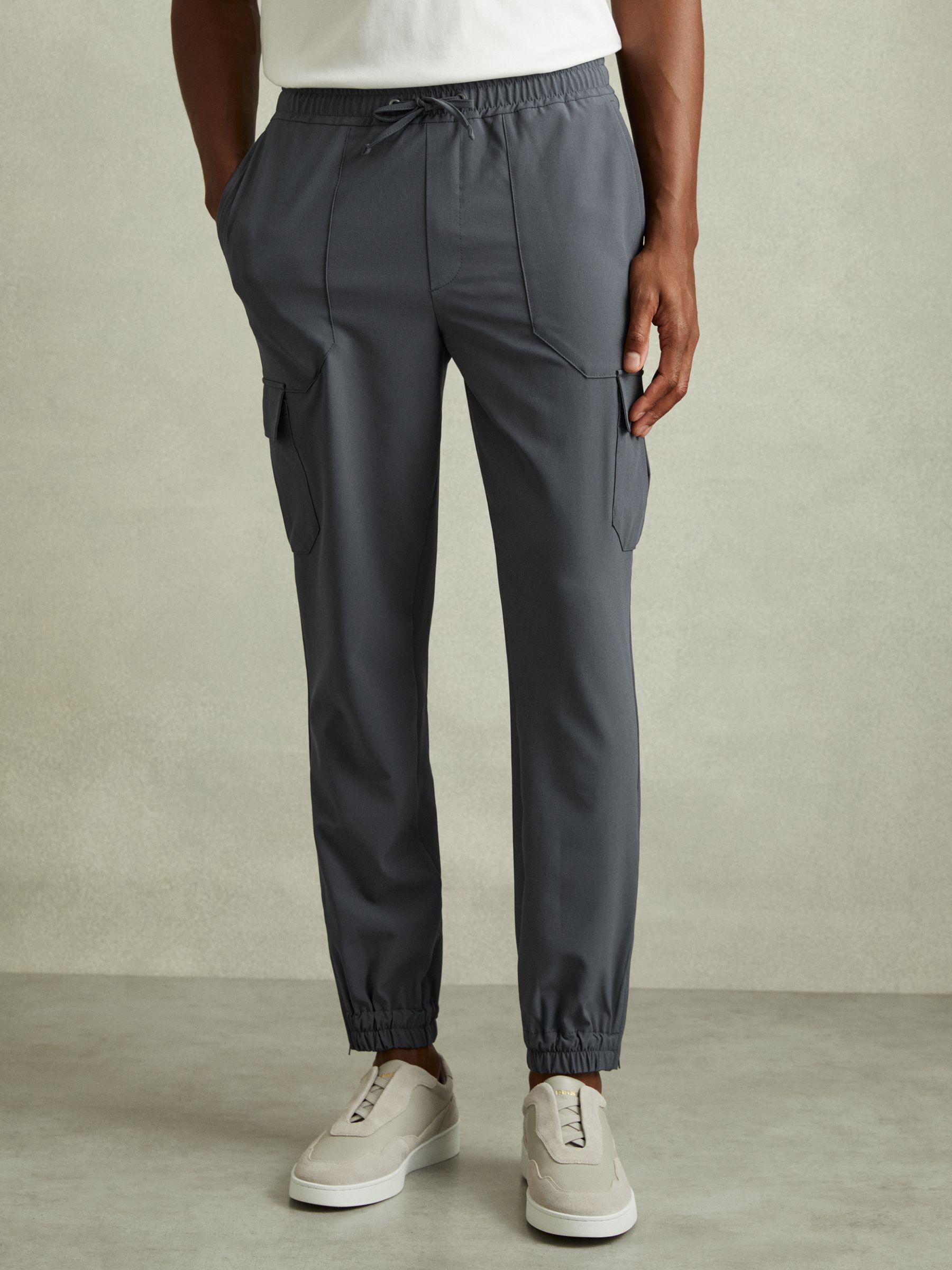 Elasticated Cargo Trousers in Airforce Blue - Image 3 of 6