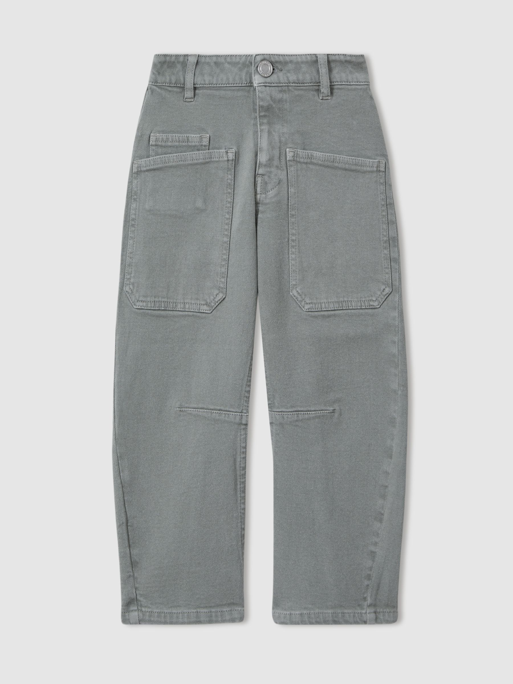 9-13 yrs Barrel Leg Cargo Trousers in Khaki - Image 2 of 4