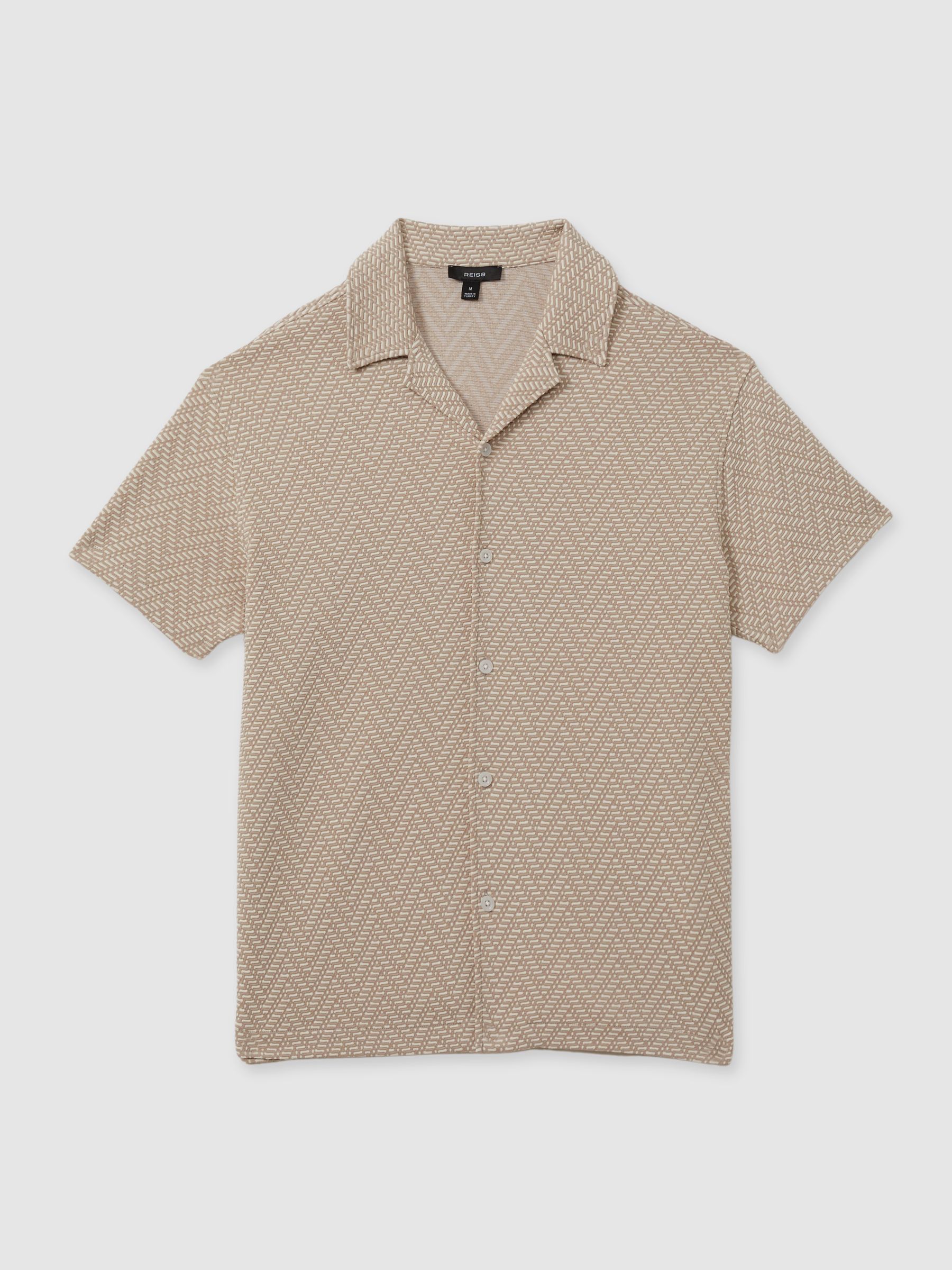 Zig-Zag Cuban Collar Shirt in Oatmeal - Image 2 of 5
