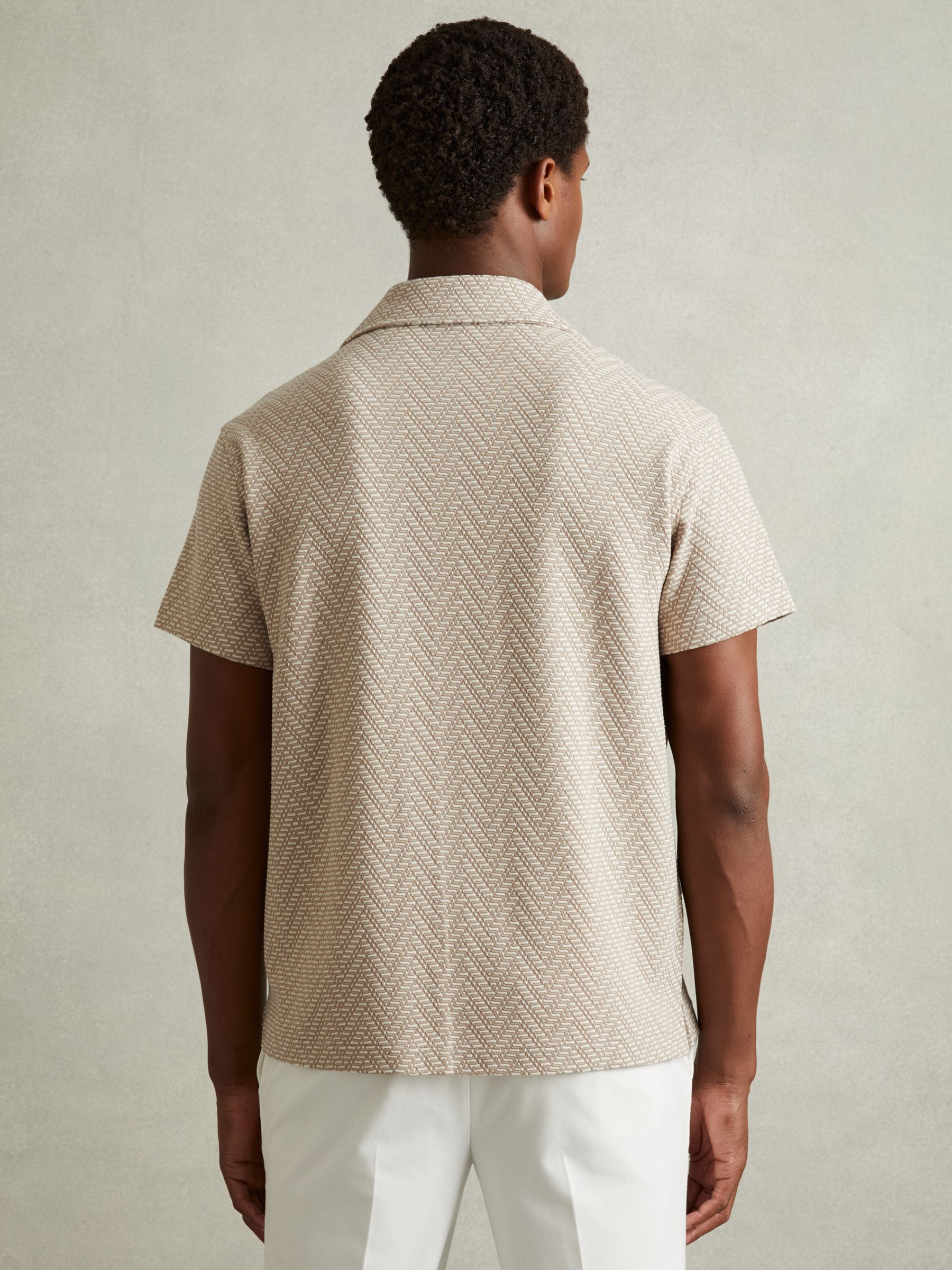 Zig-Zag Cuban Collar Shirt in Oatmeal - Image 3 of 4