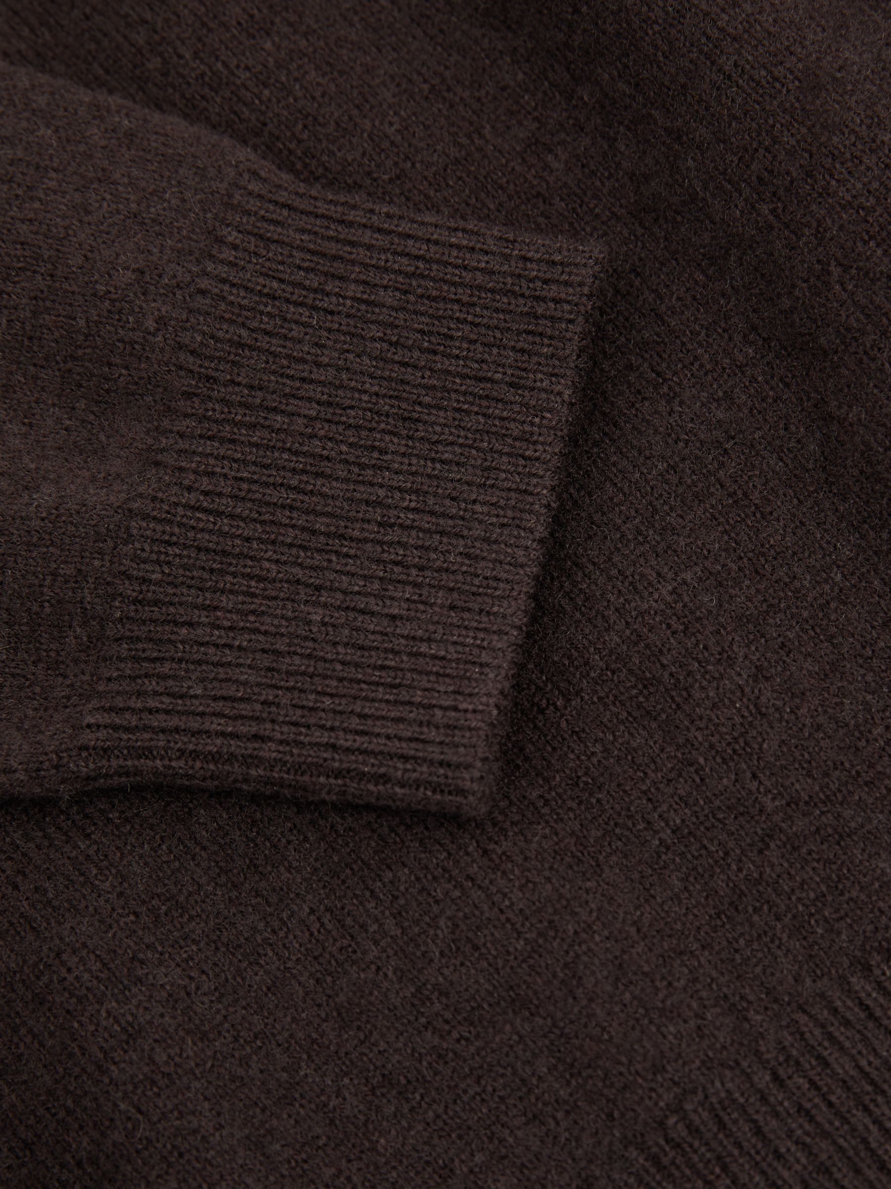 Junior Wool-Cashmere Open Collar Polo Shirt in Chocolate Brown - Image 4 of 4