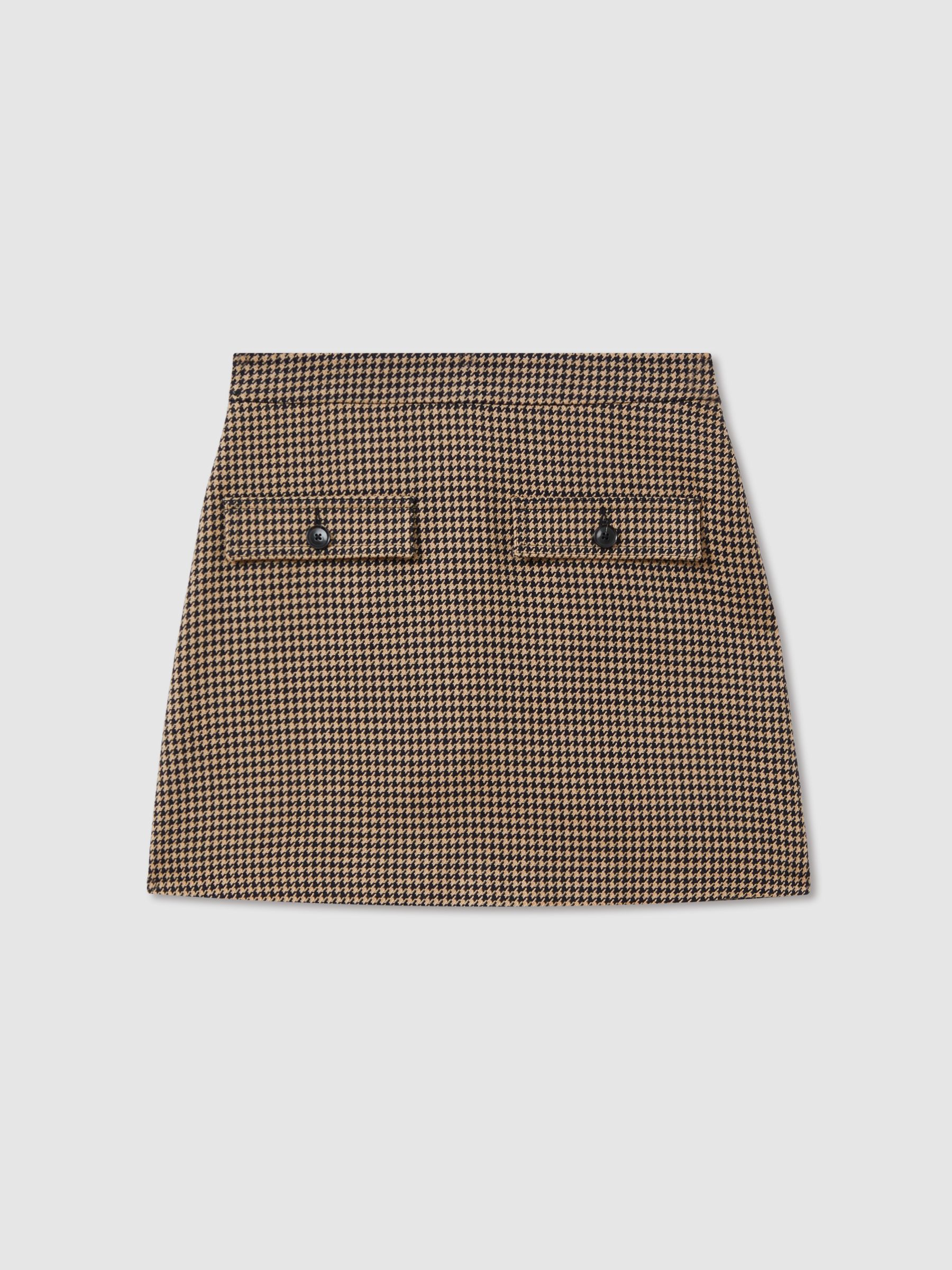 Lena Black/Camel Dogtooth Check Mini Skirt with Wool - Image 2 of 5