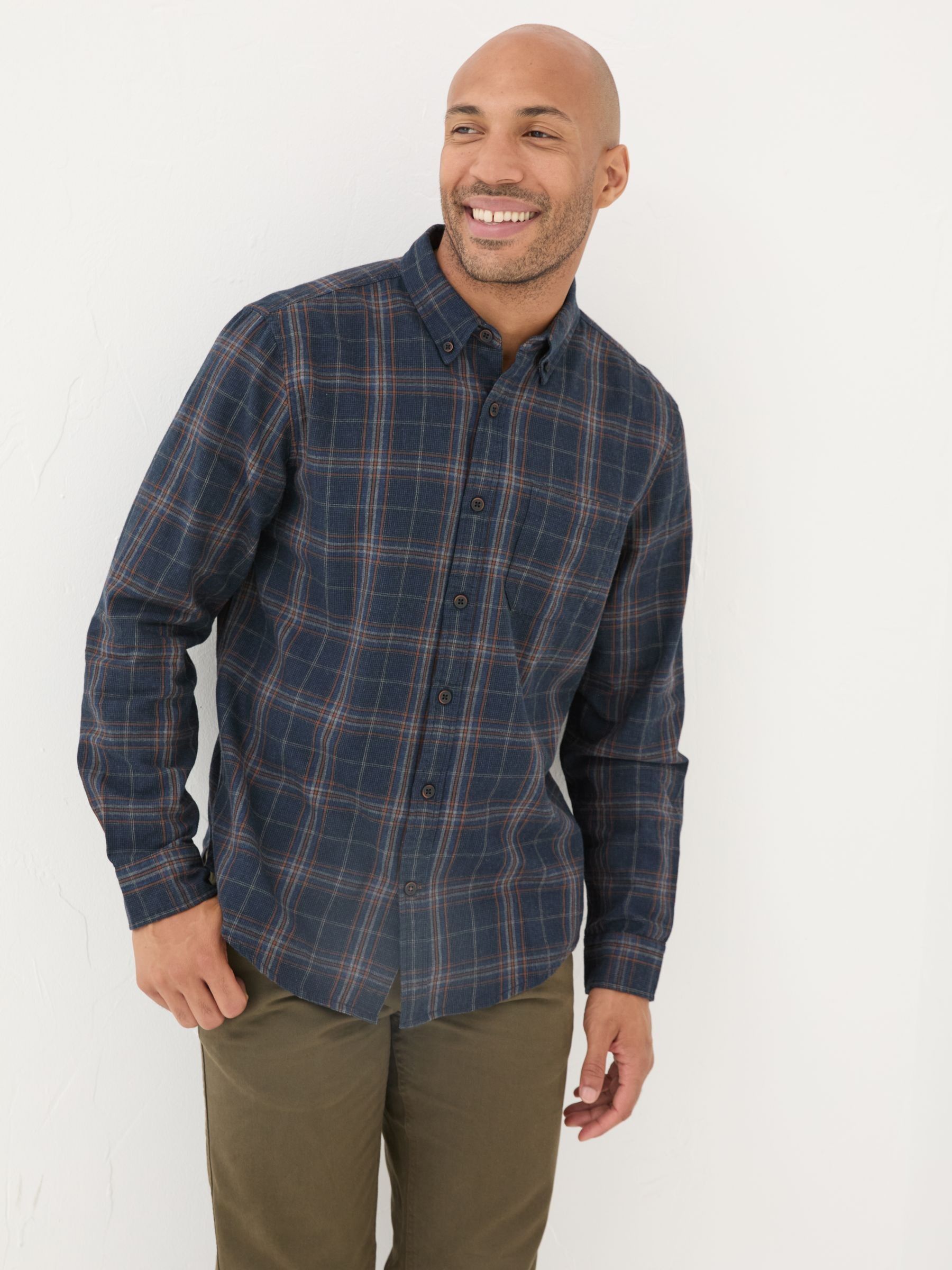 Charlton Navy Long Sleeve Check 100% Cotton Shirt - Image 1 of 6