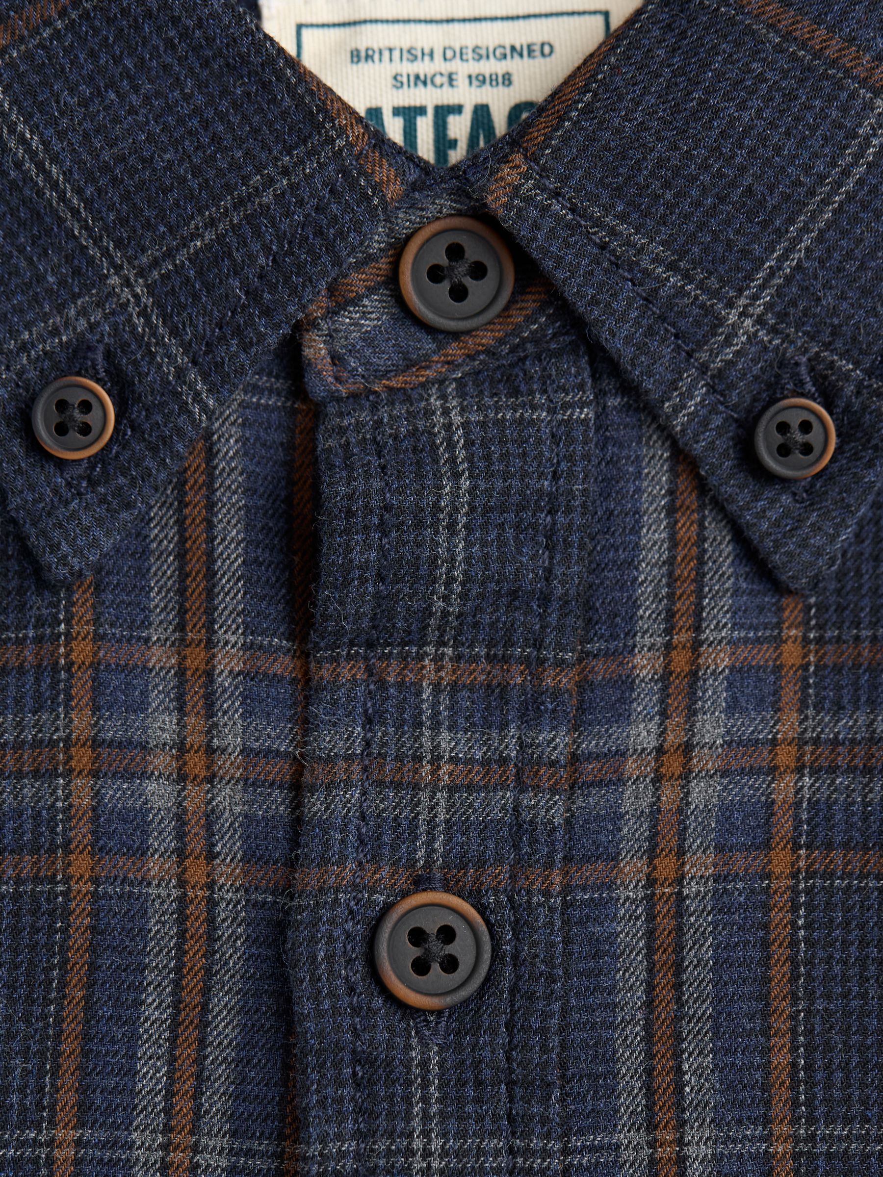 Charlton Navy Long Sleeve Check 100% Cotton Shirt - Image 6 of 6