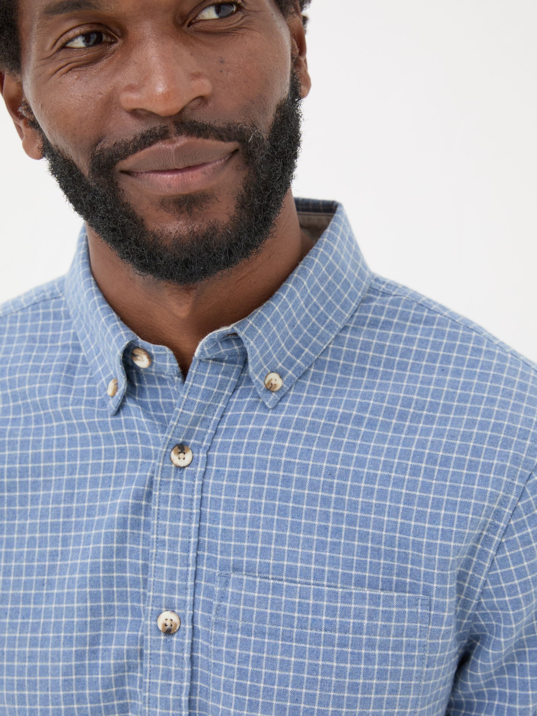 Blue Long Sleeve Grantham Grid Check Shirt - Image 3 of 5