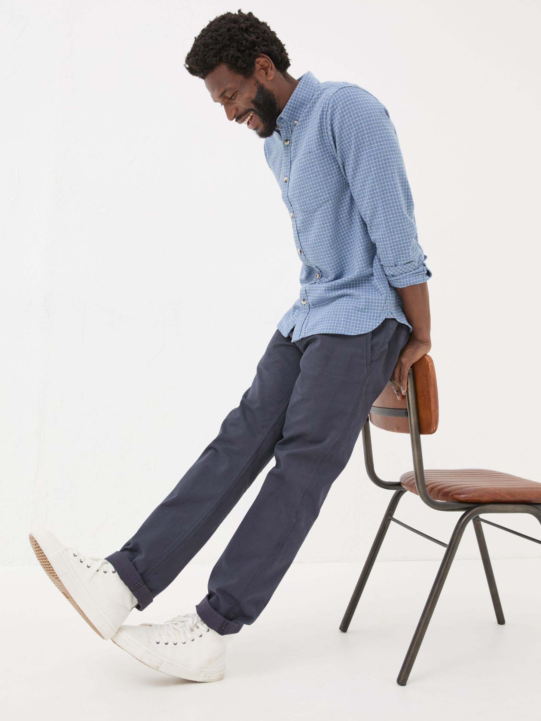 Blue Long Sleeve Grantham Grid Check Shirt - Image 4 of 5