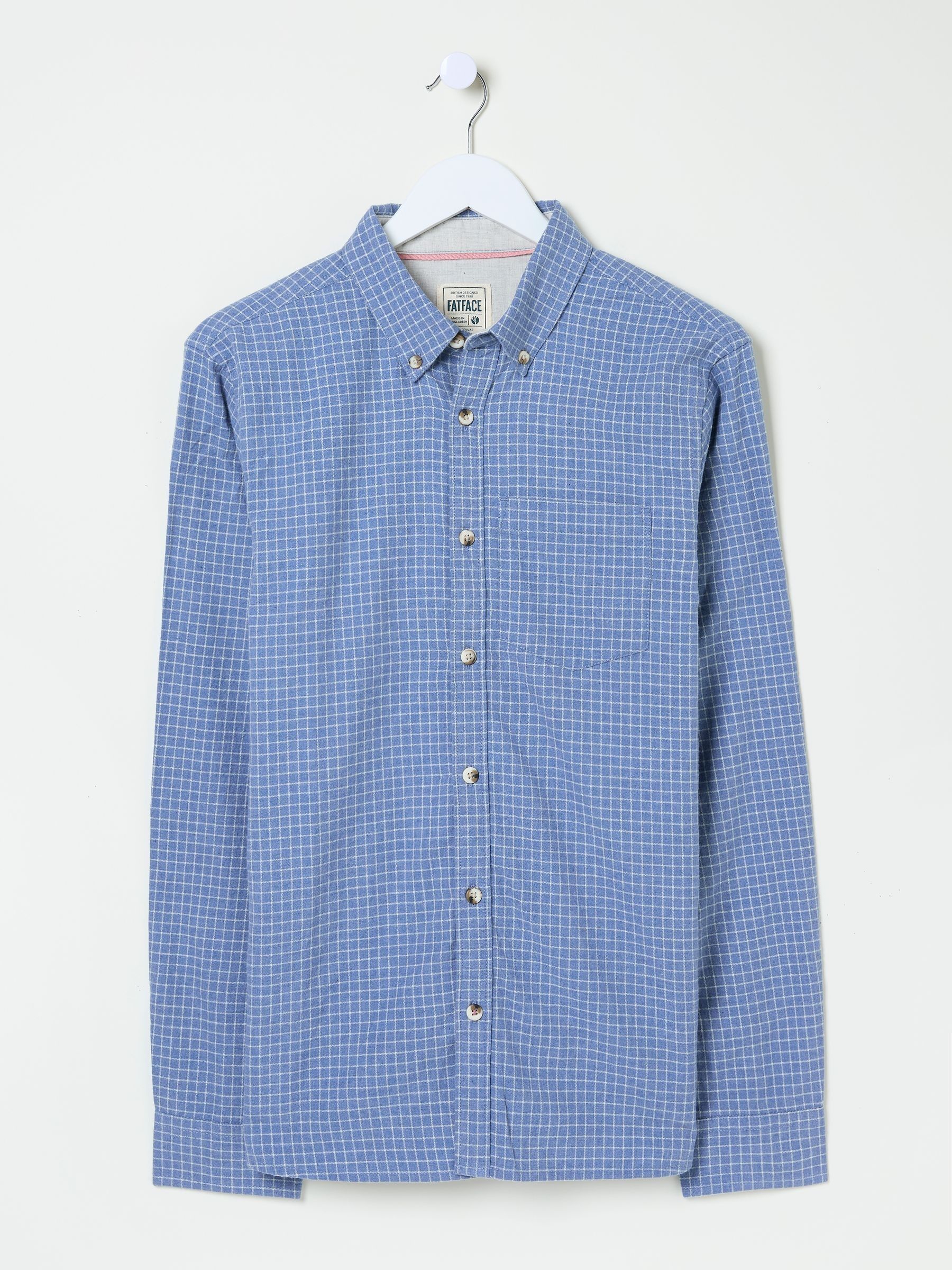 Blue Long Sleeve Grantham Grid Check Shirt - Image 5 of 5
