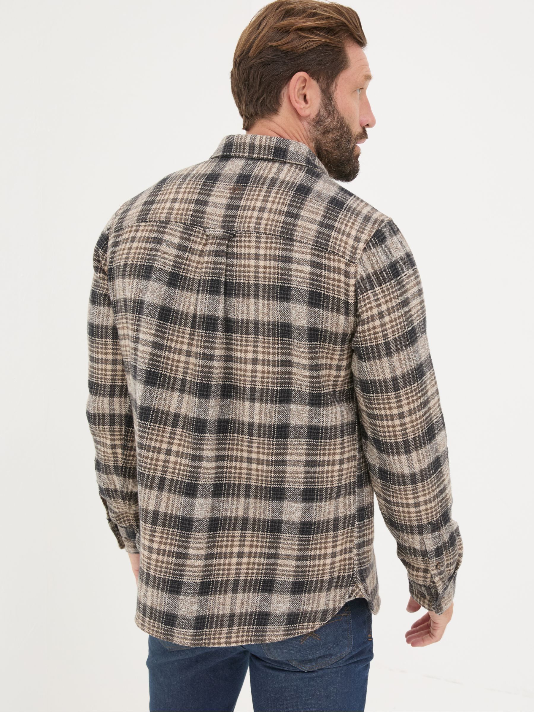 Brown Long Sleeve Upton Check 100% Cotton Shirt - Image 2 of 6