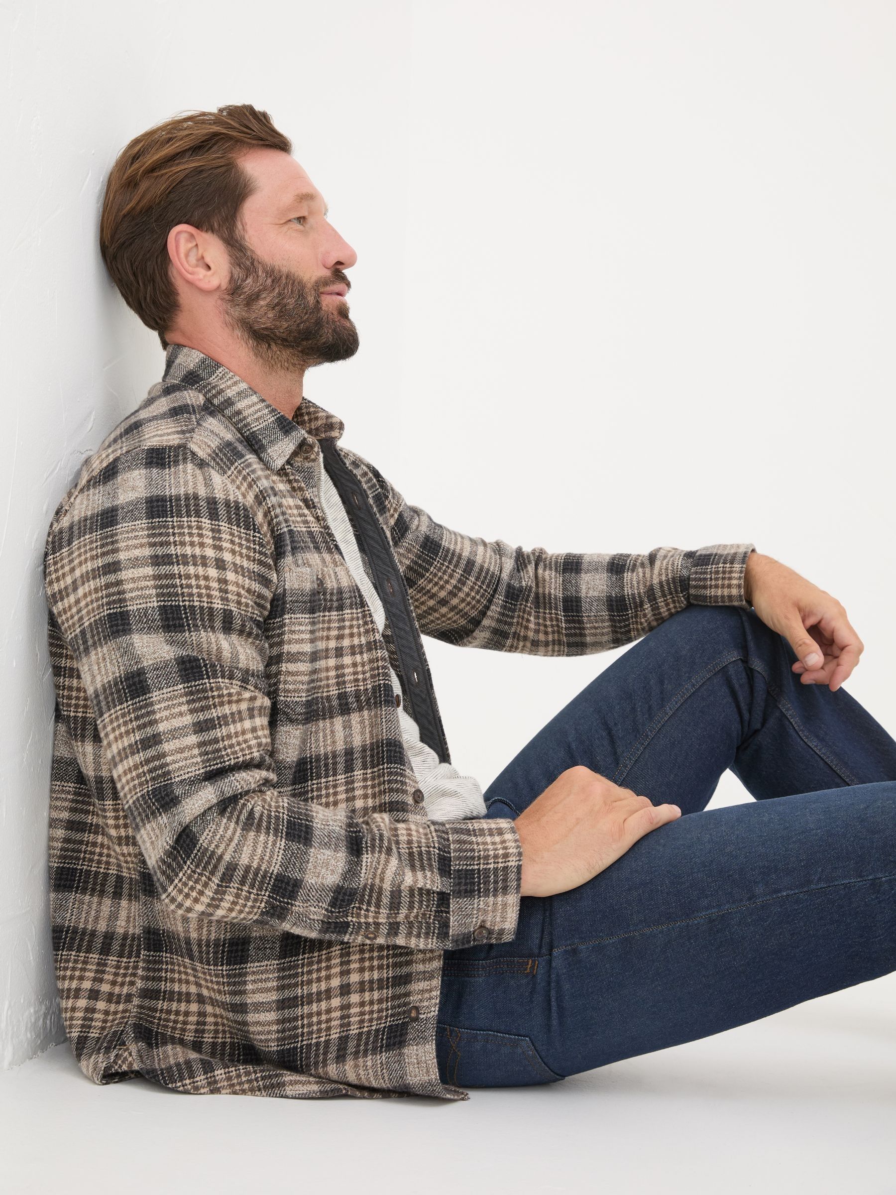 Brown Long Sleeve Upton Check 100% Cotton Shirt - Image 4 of 6