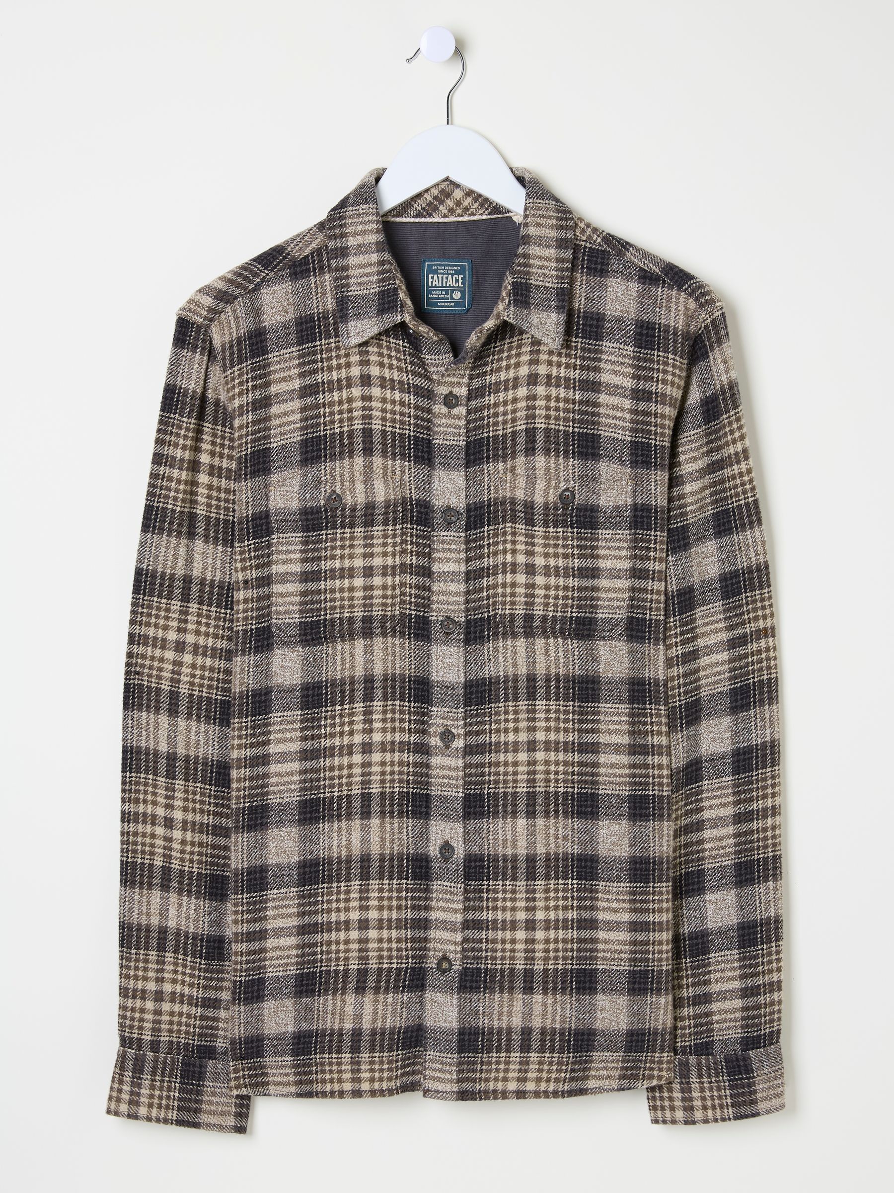 Brown Long Sleeve Upton Check 100% Cotton Shirt - Image 6 of 6