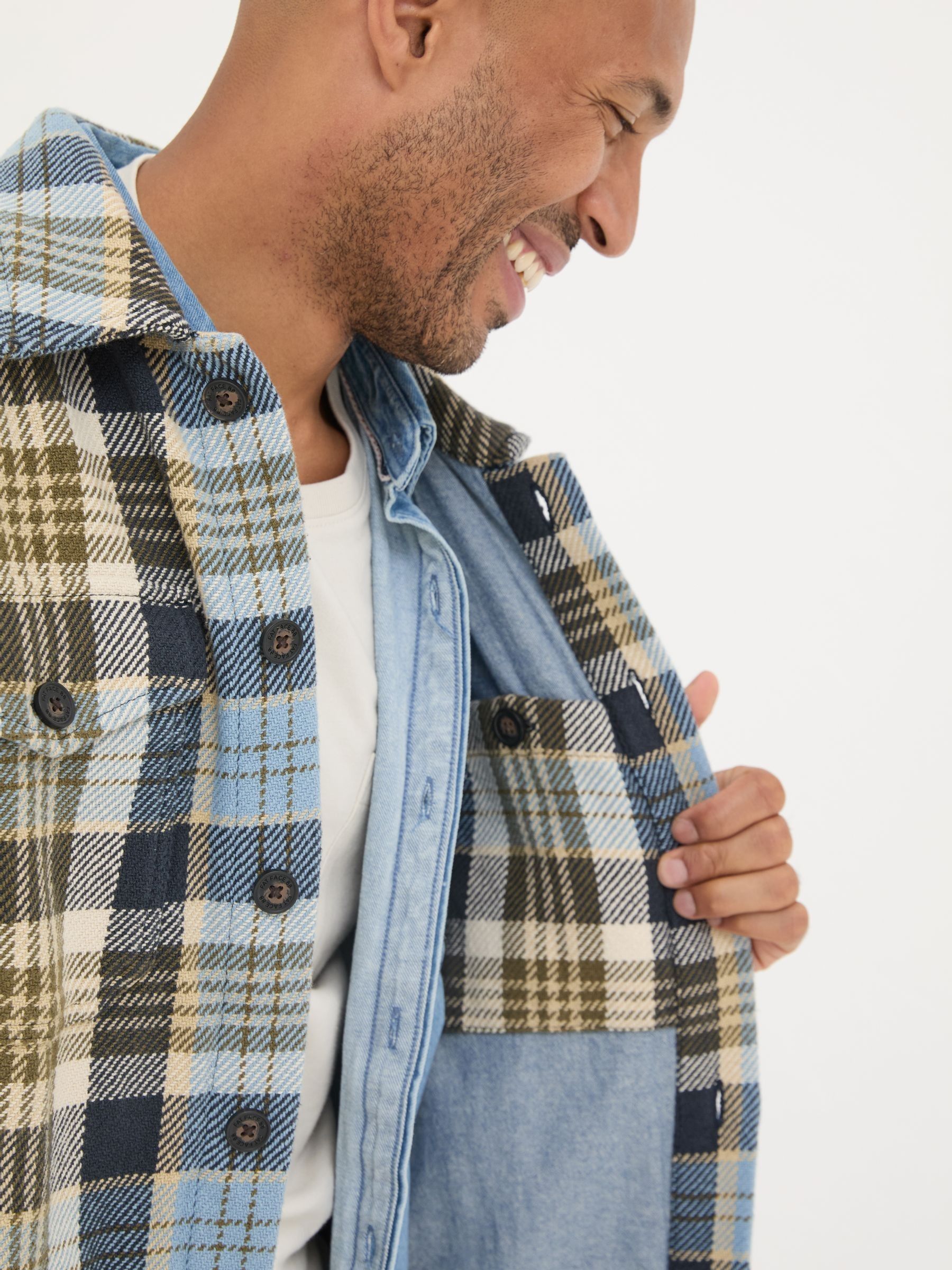 Light Blue Ryton Check Overshirt - Image 5 of 8