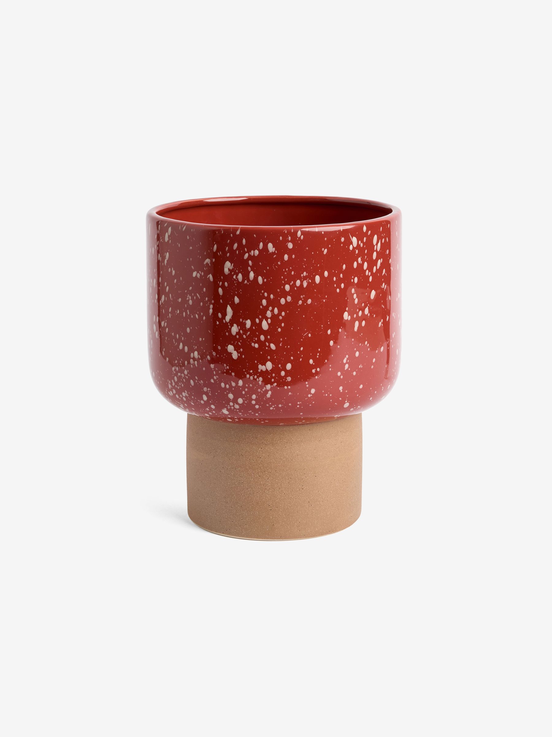 Santiago Hand Splatter Medium Plant Pot in Terracotta & White - Image 3 of 5