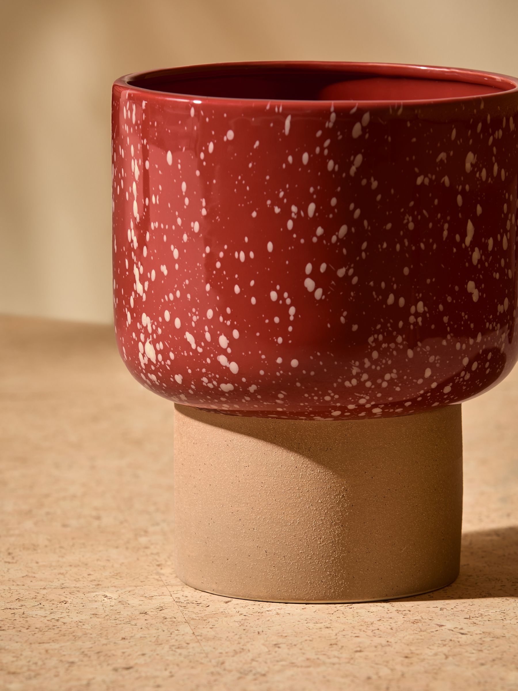 Santiago Hand Splatter Medium Plant Pot in Terracotta & White - Image 4 of 5