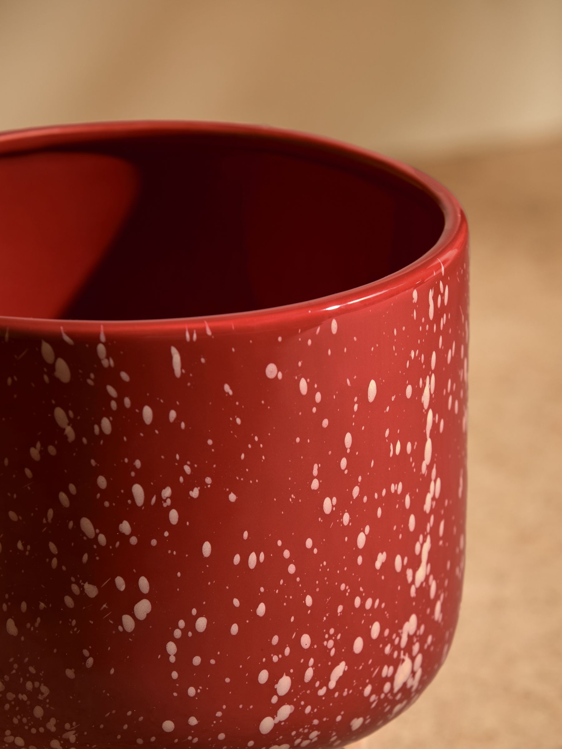 Santiago Hand Splatter Medium Plant Pot in Terracotta & White - Image 5 of 5