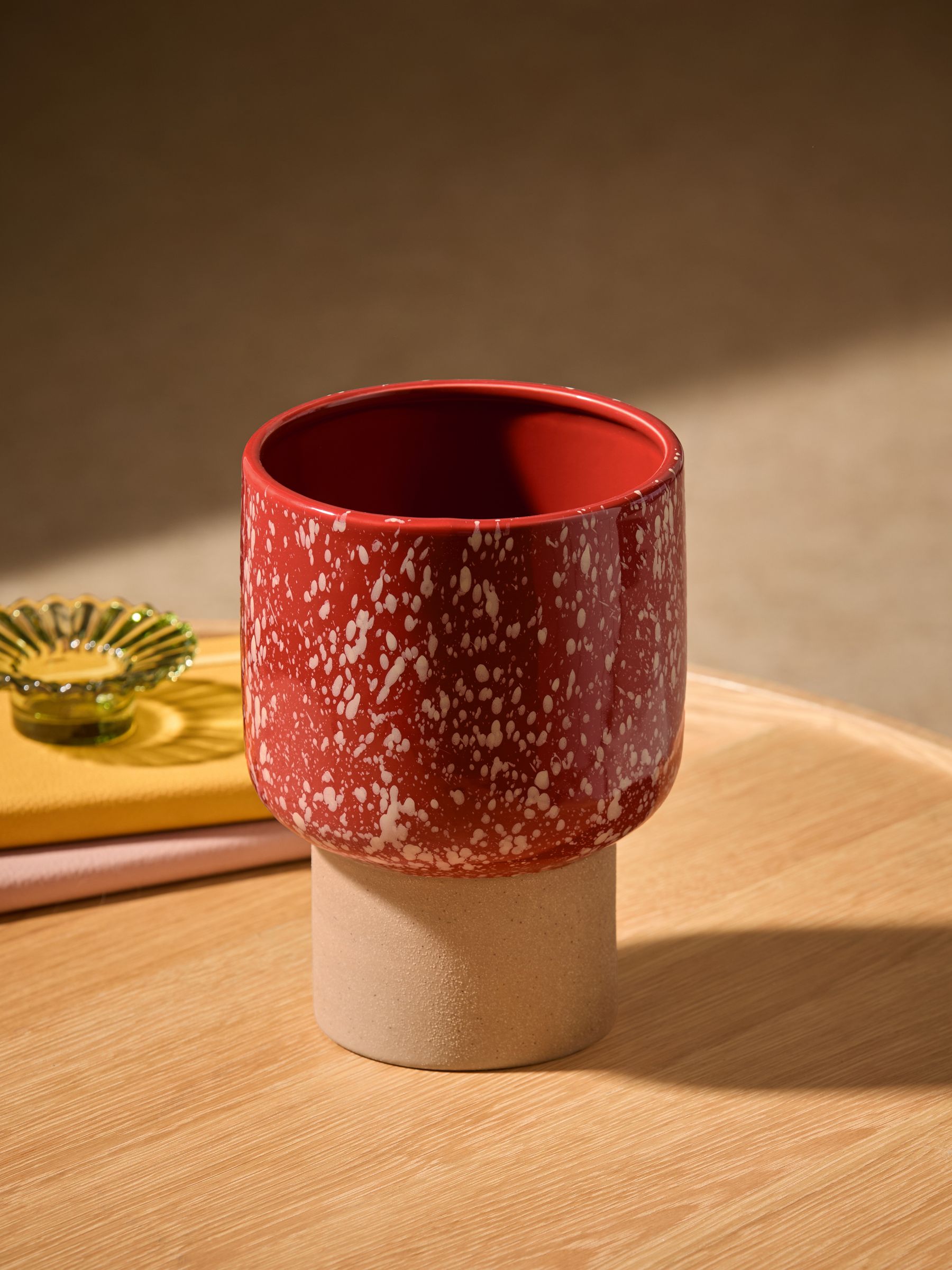 Santiago Hand Splatter Small Plant Pot in Terracotta & White - Image 2 of 5
