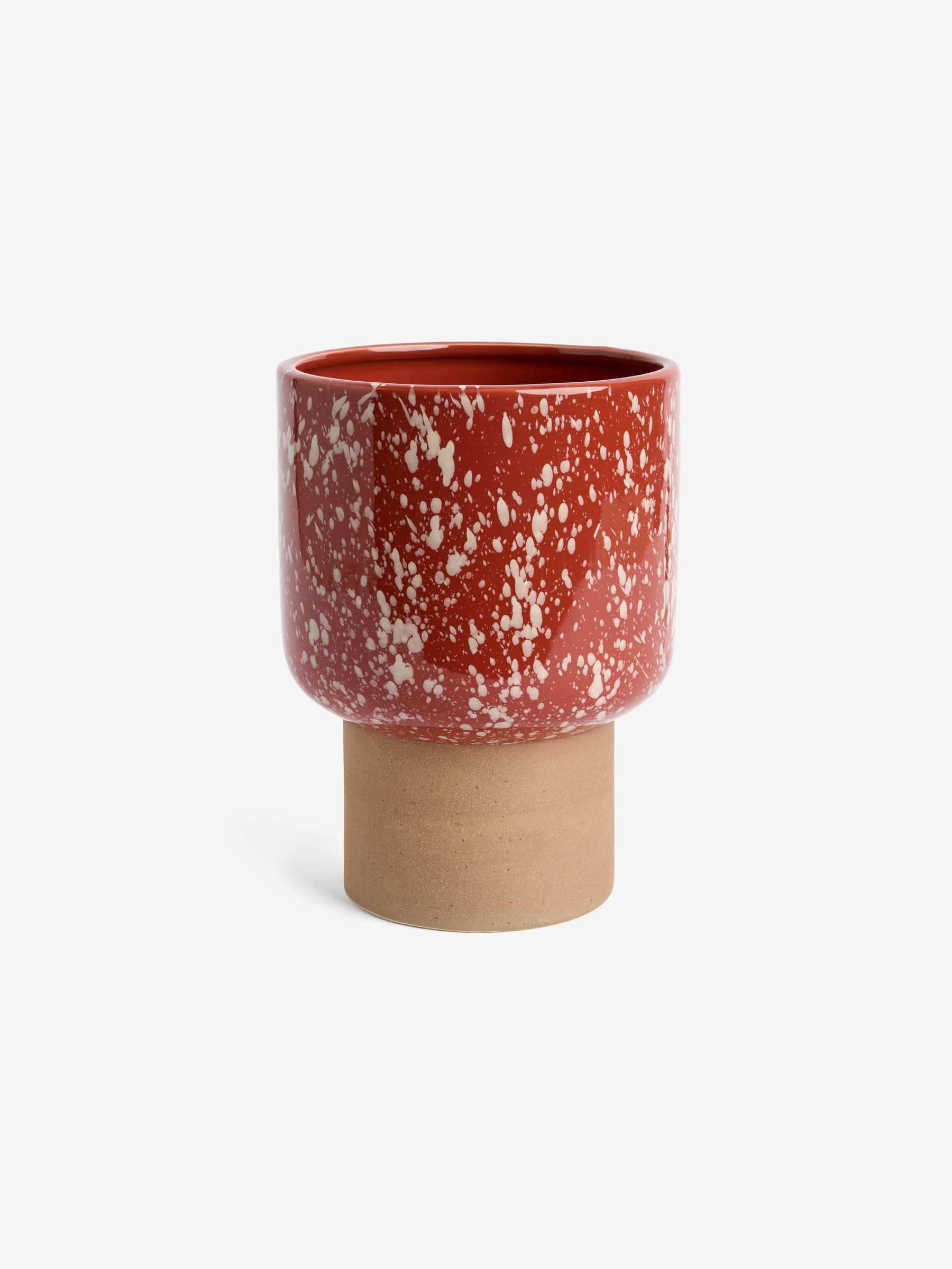 Santiago Hand Splatter Small Plant Pot in Terracotta & White - Image 3 of 5