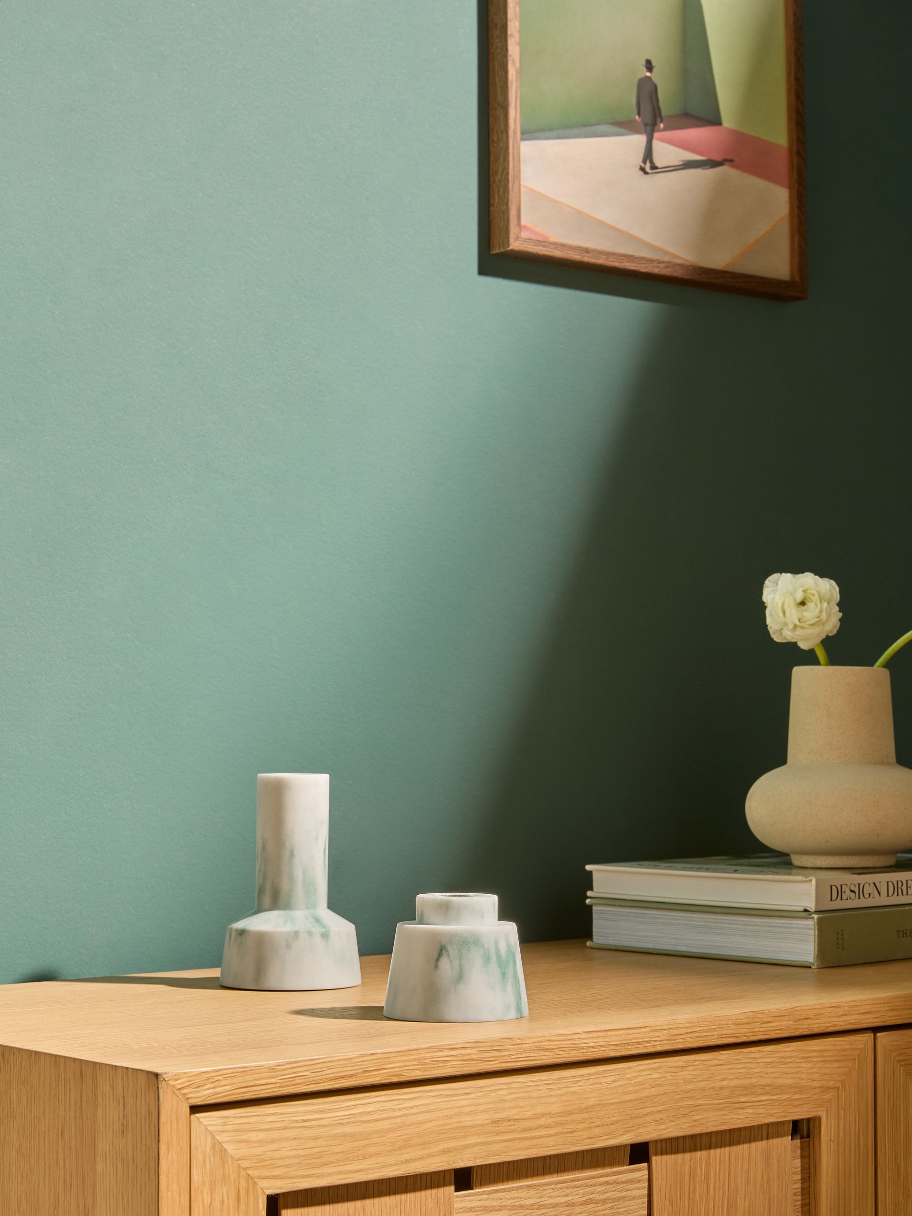 Set of 2 Fitz Taper Candle Holders in Marbled Teal - Image 3 of 7