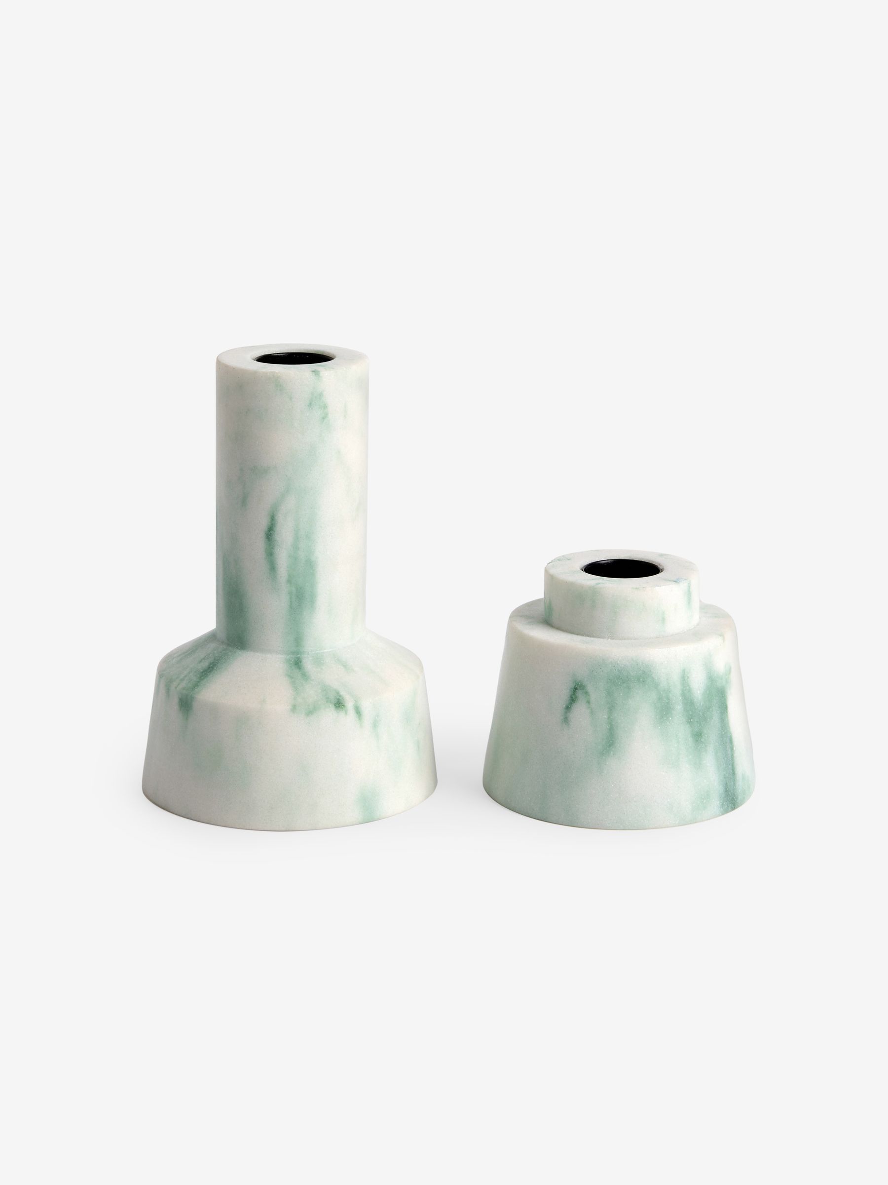 Set of 2 Fitz Taper Candle Holders in Marbled Teal - Image 7 of 7