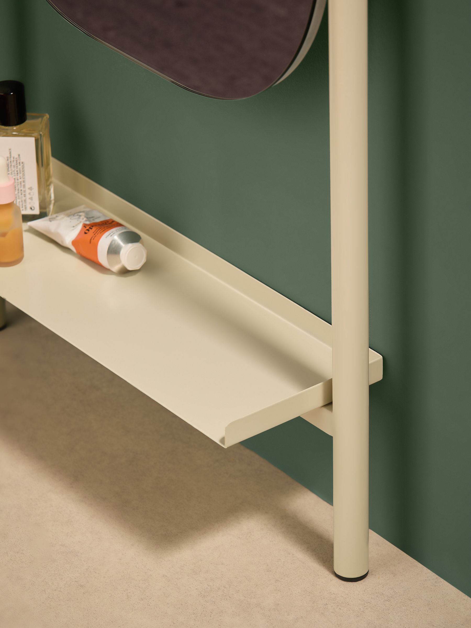 Sylas Full Length Leaner Mirror with Shelf in Cream - Image 2 of 4