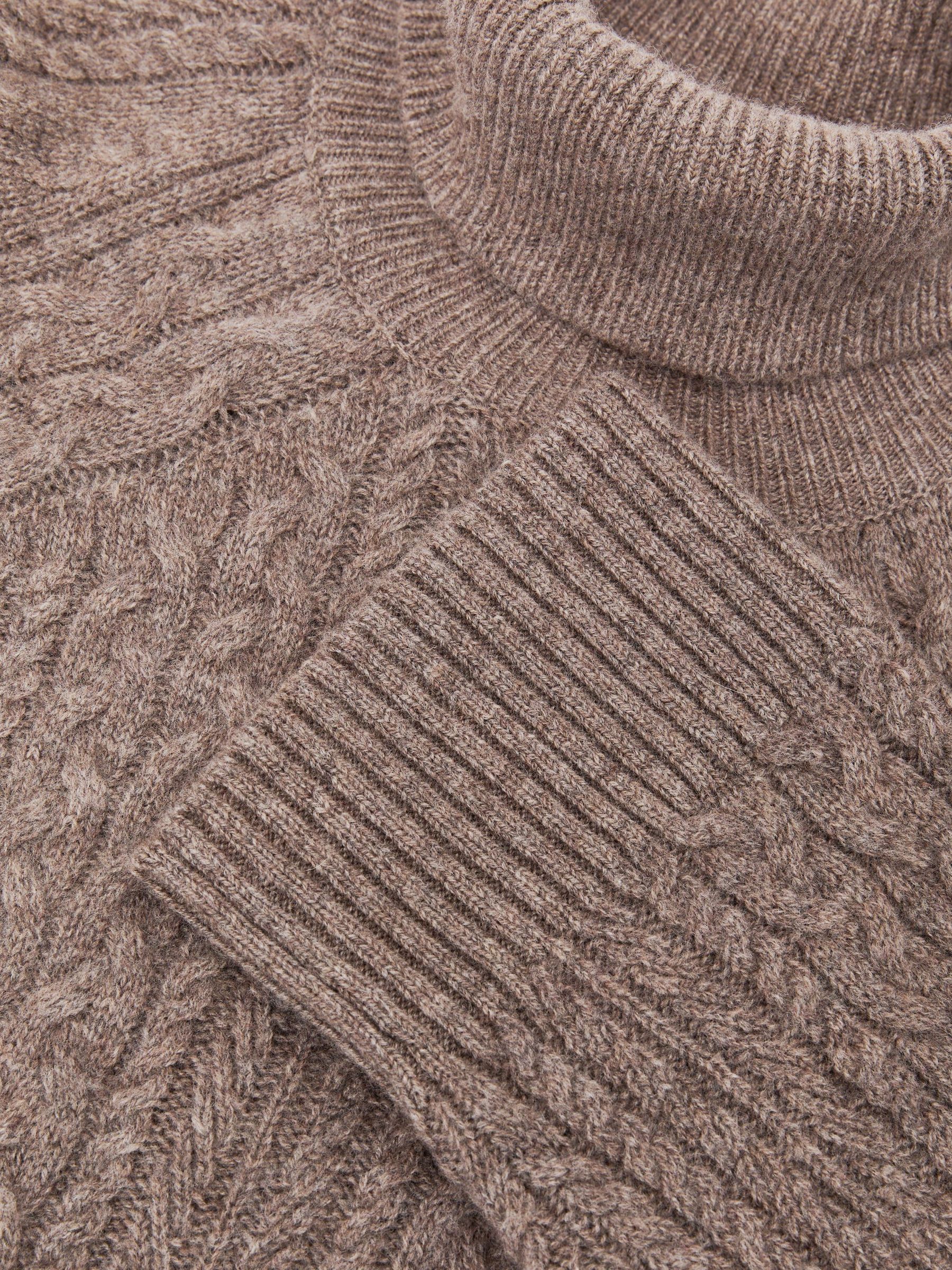 Wool-Cashmere Cable-Knit Roll-Neck Jumper in Neutral - Image 7 of 7