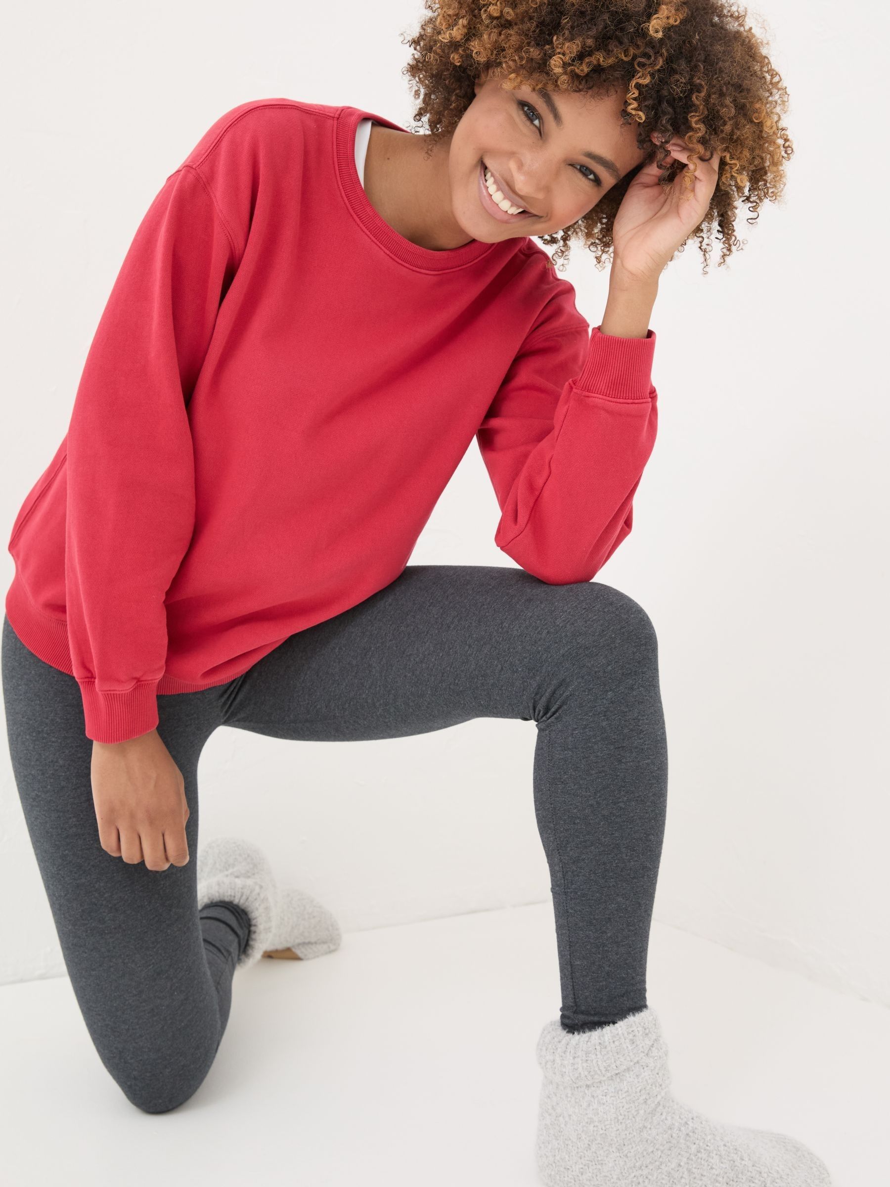 Georgia Red Crew Neck Sweatshirt | FatFace