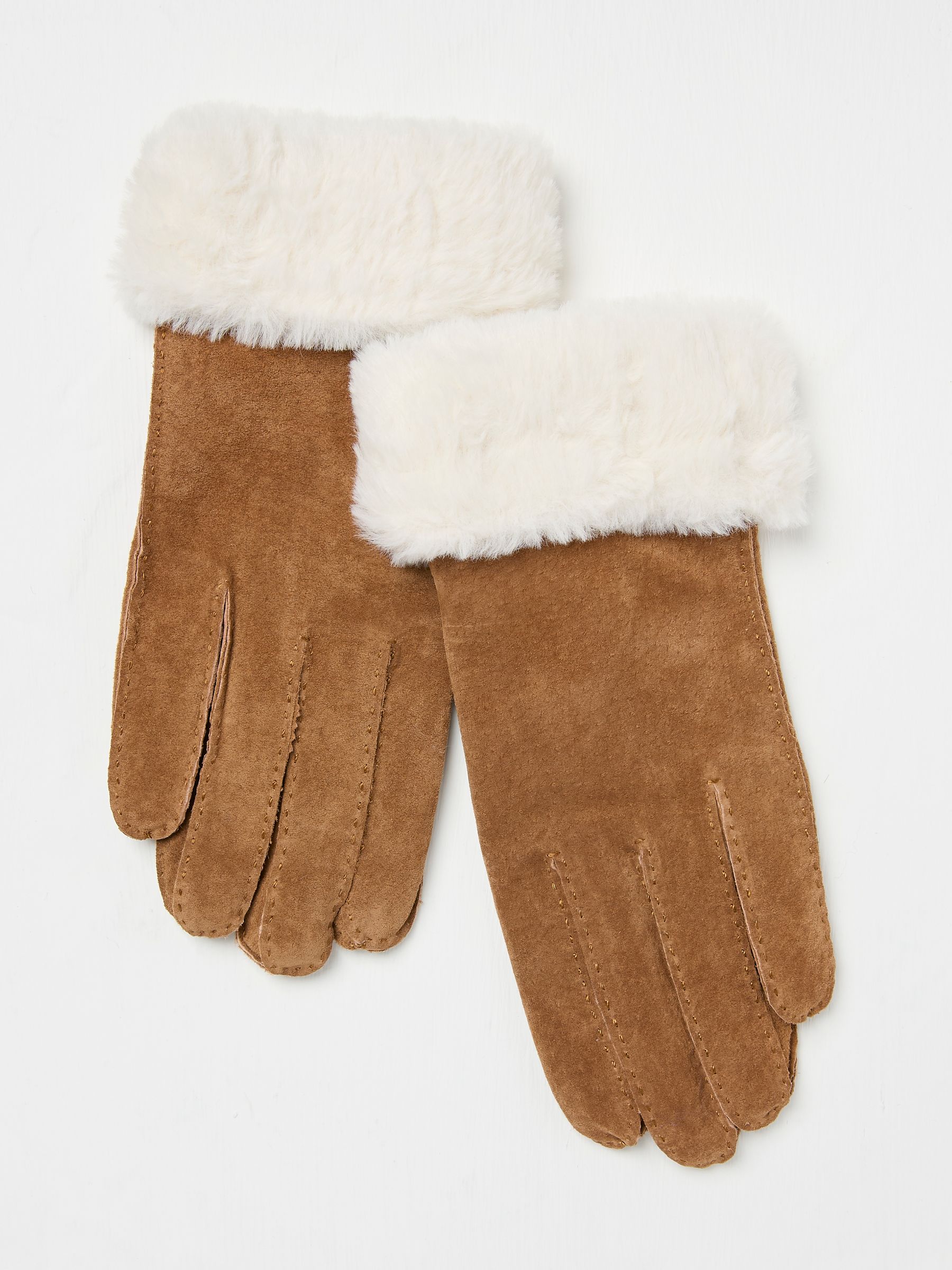 Tan Brown Suede Gloves - Image 1 of 3