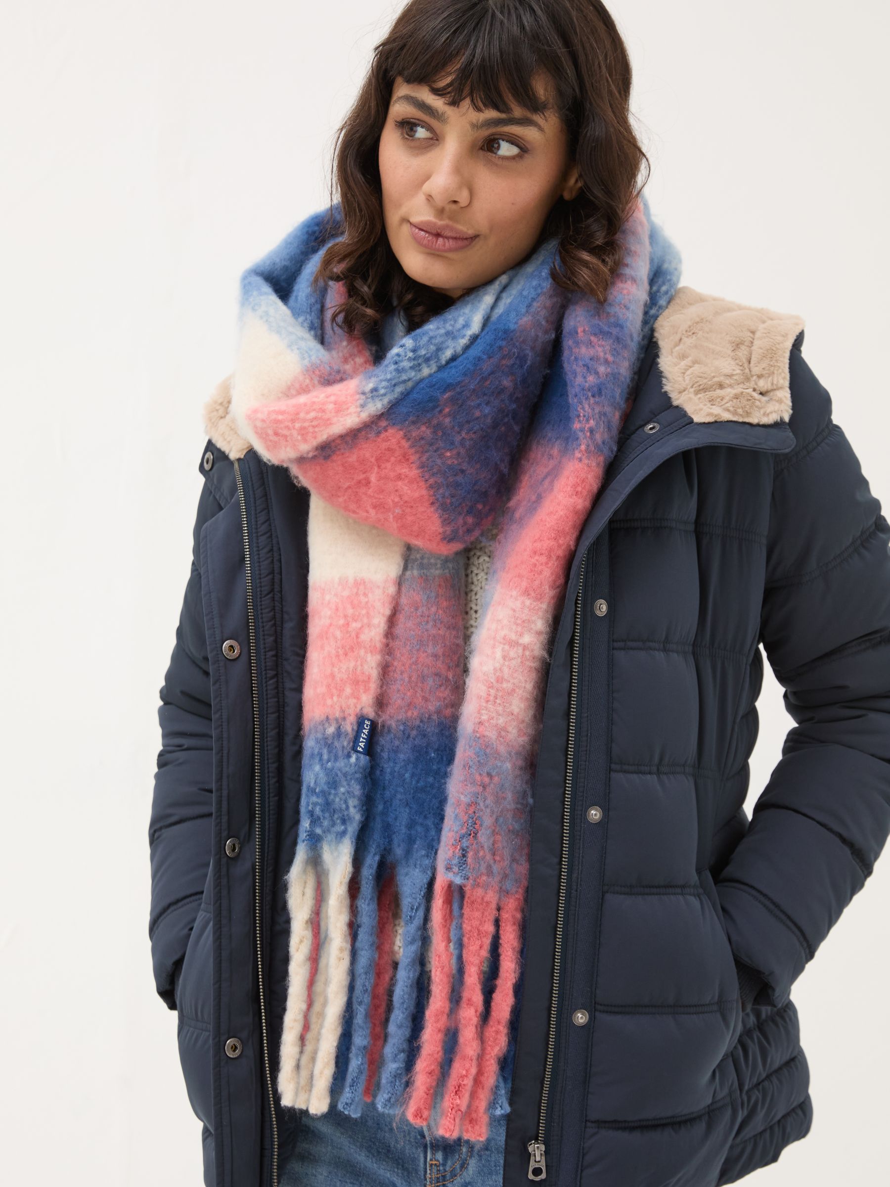 Blue Aspen Check Scarf - Image 3 of 4