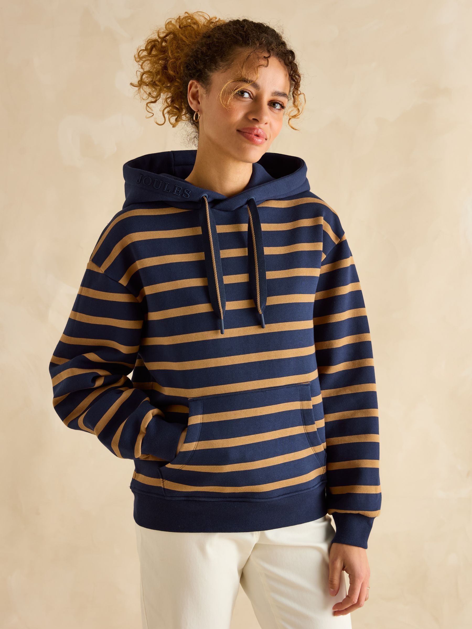Milbourne Navy Tan Stripe Hoodie - Image 1 of 6