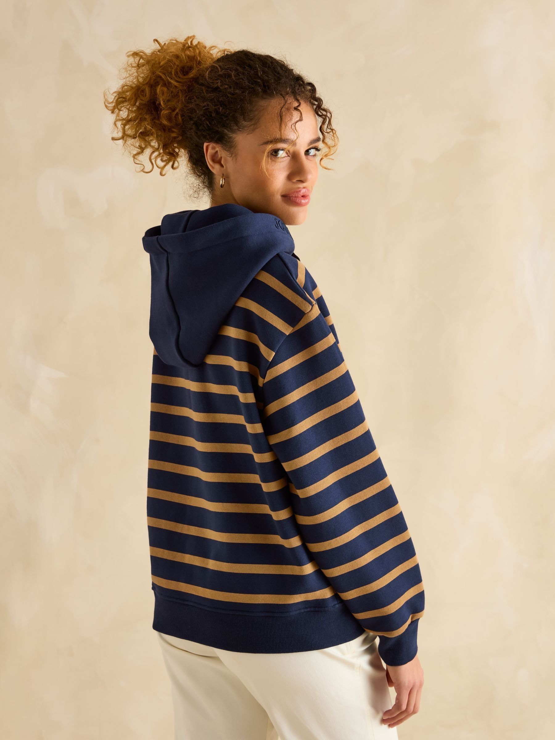 Milbourne Navy Tan Stripe Hoodie - Image 2 of 6