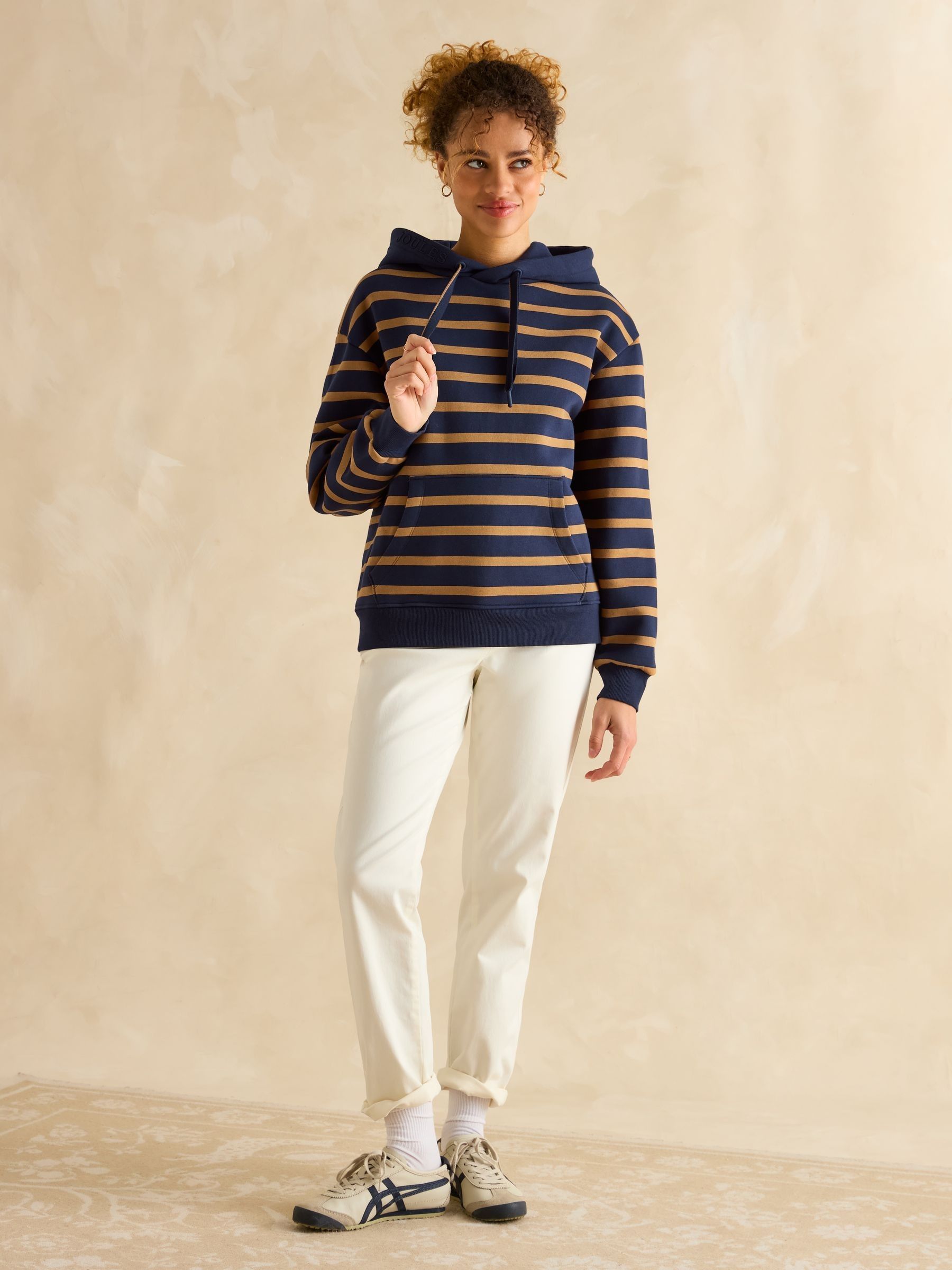 Milbourne Navy Tan Stripe Hoodie - Image 3 of 6